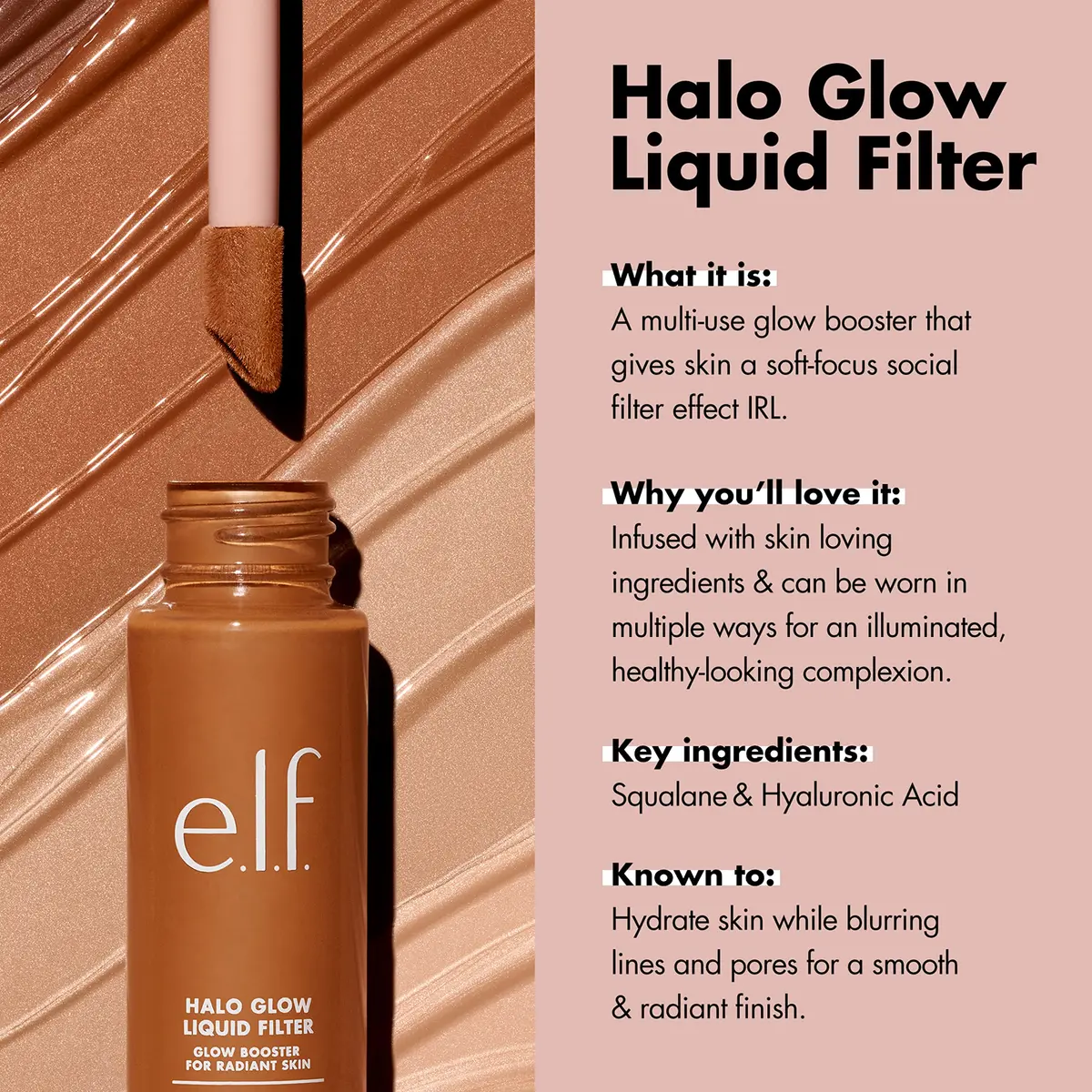 e.l.f. Halo Glow Liquid Filter 31.4ml (1.06 Fl Oz) | Hydrating Complexion Boost with Hyaluronic Acid & Squalane - view 4