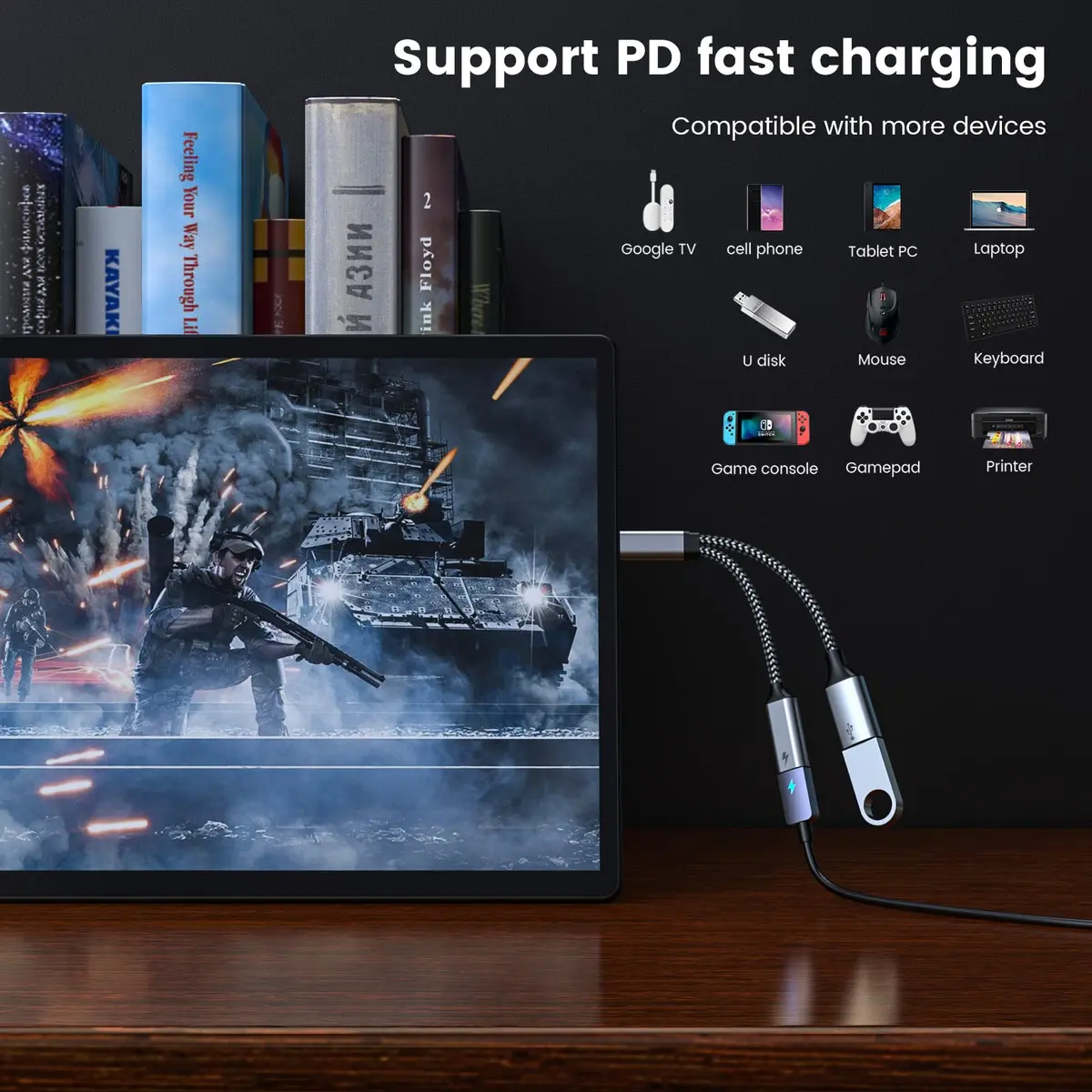 MOGOOD USB C OTG Adapter with 60W PD Fast Charge | Compatible for Steam Deck, Galaxy S26, Switch, Chromecast, Pi-KVM - view 4
