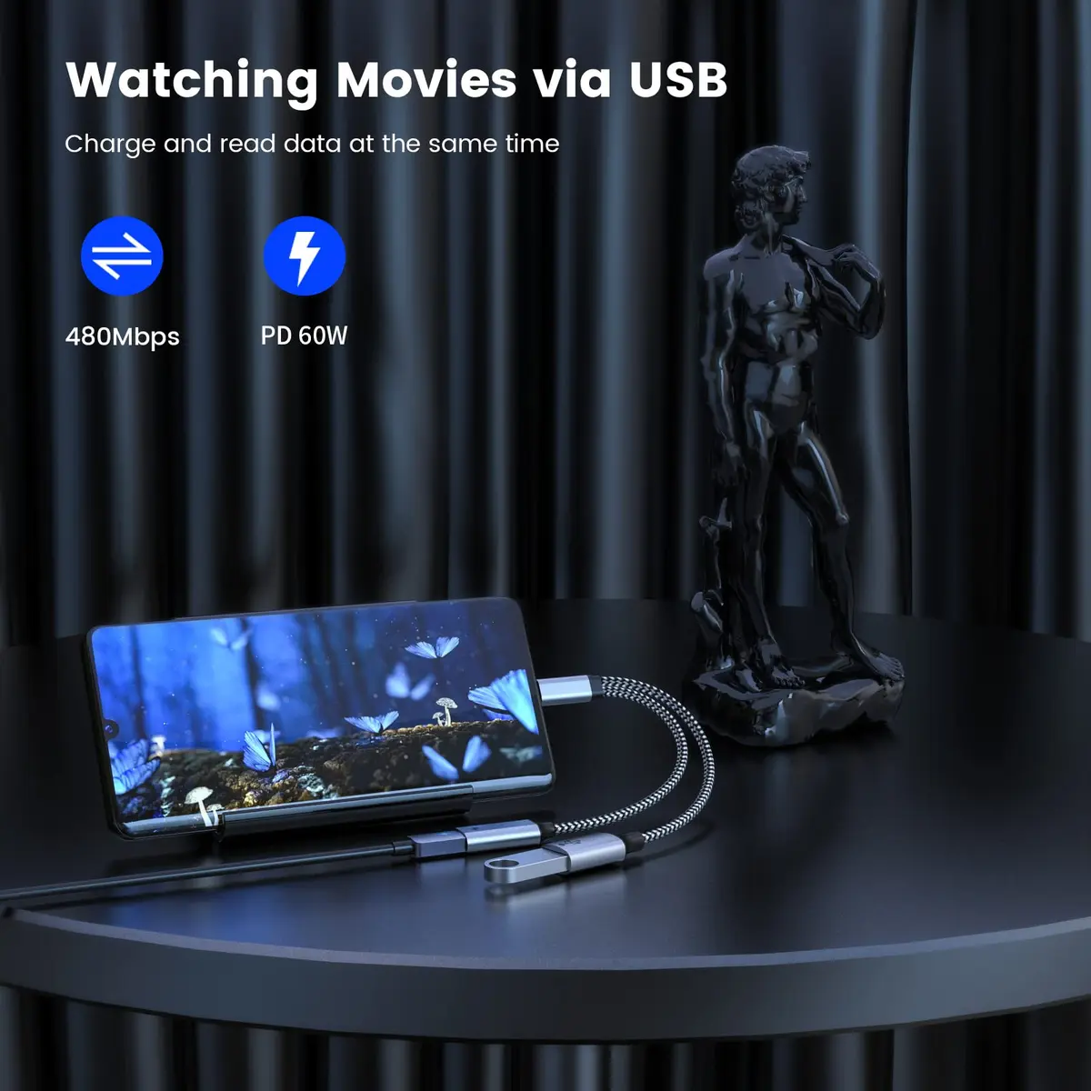 MOGOOD USB C OTG Adapter with 60W PD Fast Charge | Compatible for Steam Deck, Galaxy S26, Switch, Chromecast, Pi-KVM - view 5