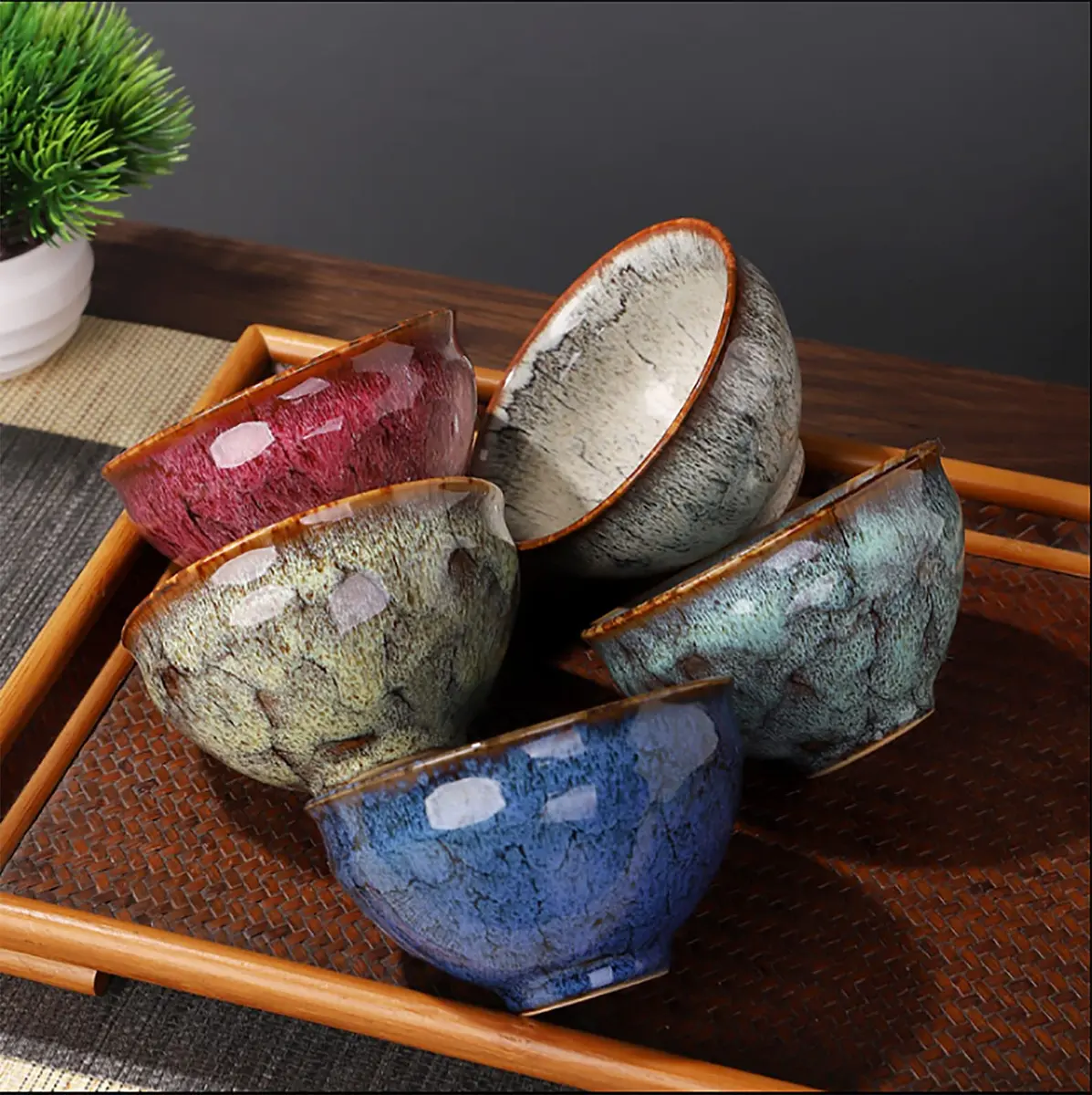 Lxuwbd Ceramic Teacups 5pcs | Modern Style, 3.5oz Each, Durable & Elegant - view 2
