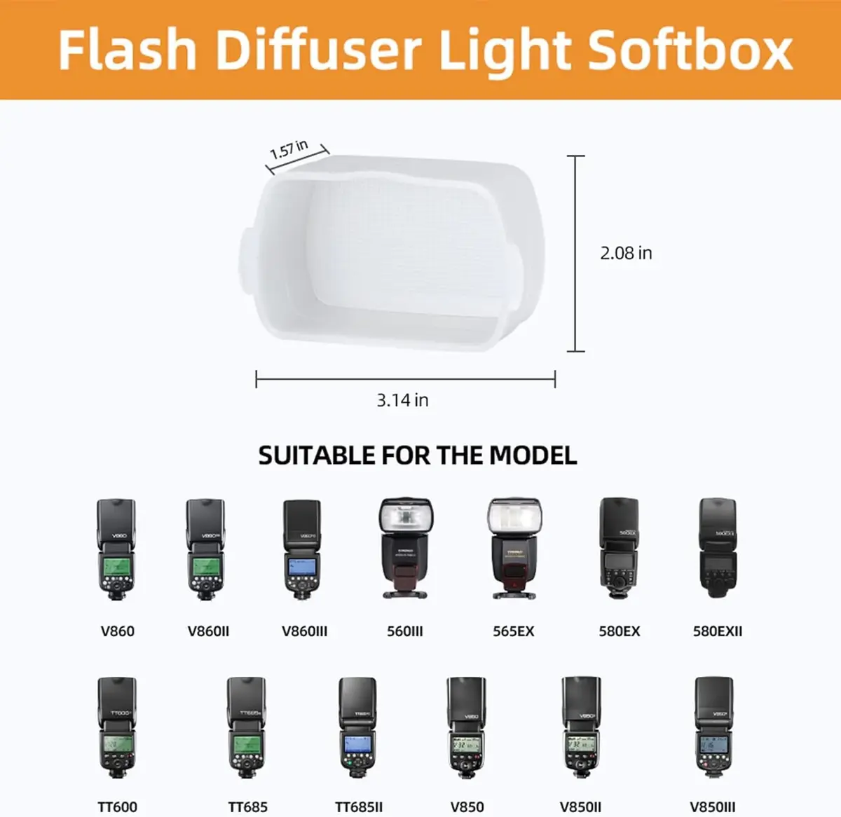GODOX Flash Diffuser for Speedlight | Compatible with Canon 560 565EX 580EX & Godox V860 TT600 | White - view 4