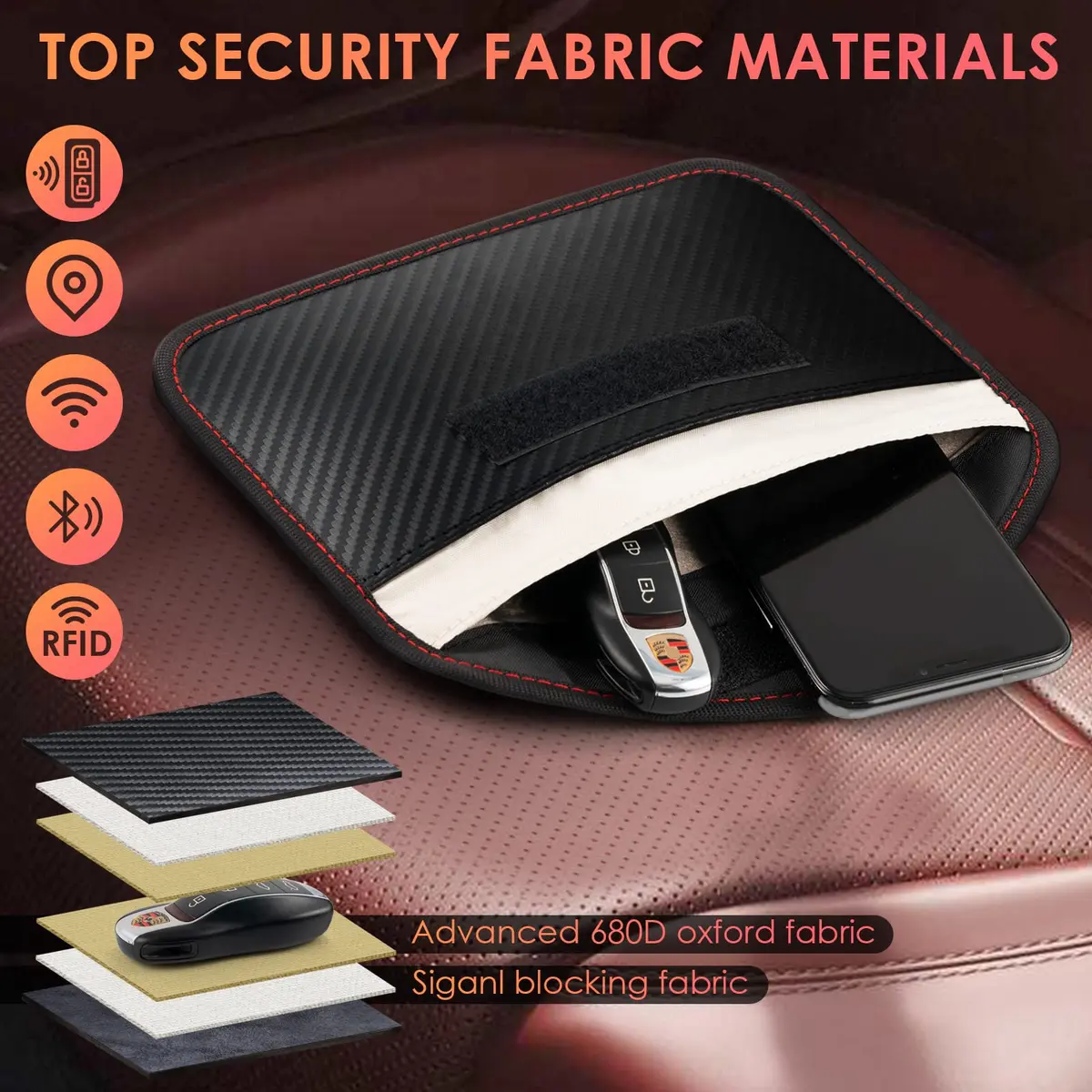Tuulin Faraday Bags for Smartphones & Car Keys 2 Pack | Block Signals & Prevent Theft - view 2