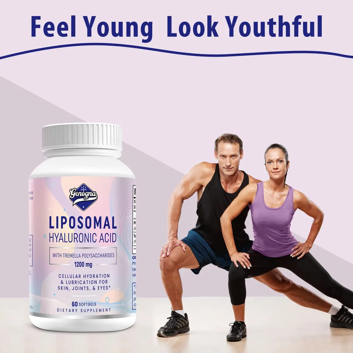 Genogna Liposomal Hyaluronic Acid Supplement 1000mg 60 Softgels | Skin & Hair Support with Superior Absorption - view 3