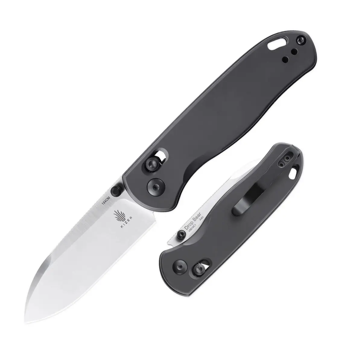 Kizer Drop Bear EDC Folding Knife Gray Aluminium Handle 2.99" Blade | Tough, Lightweight & Reliable - main product image