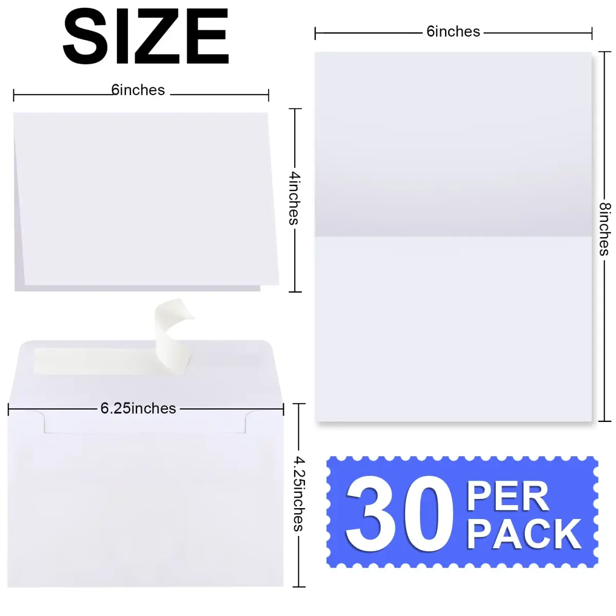 Joyberg Blank Cards and Envelopes 4x6 Inch, 30 Pack White Invitation Cardstock with 30 Pack Envelopes | Self-Seal for All Occasions - view 2
