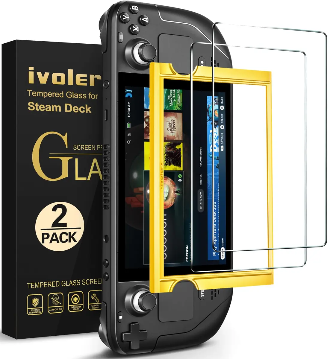 ivoler Ultra HD Clear Screen Protector for Steam Deck OLED/LCD 2-Pack | 99.9% Transparency, Scratch-Resistant, 7.4''/7'' Compatible - main product image