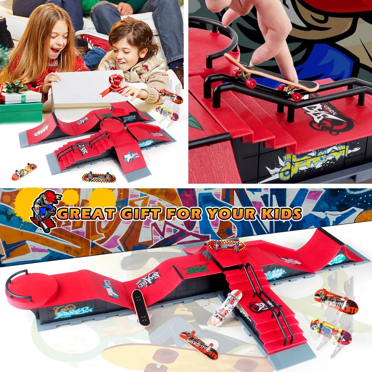 RNGODO Finger Skateboard Ramps Set, 6 in 1 Skatepark Deck for Training, Kids & Adults | Complete Mini Skate Toy - view 5