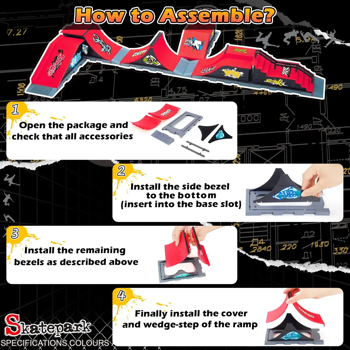 RNGODO Finger Skateboard Ramps Set, 6 in 1 Skatepark Deck for Training, Kids & Adults | Complete Mini Skate Toy - view 4