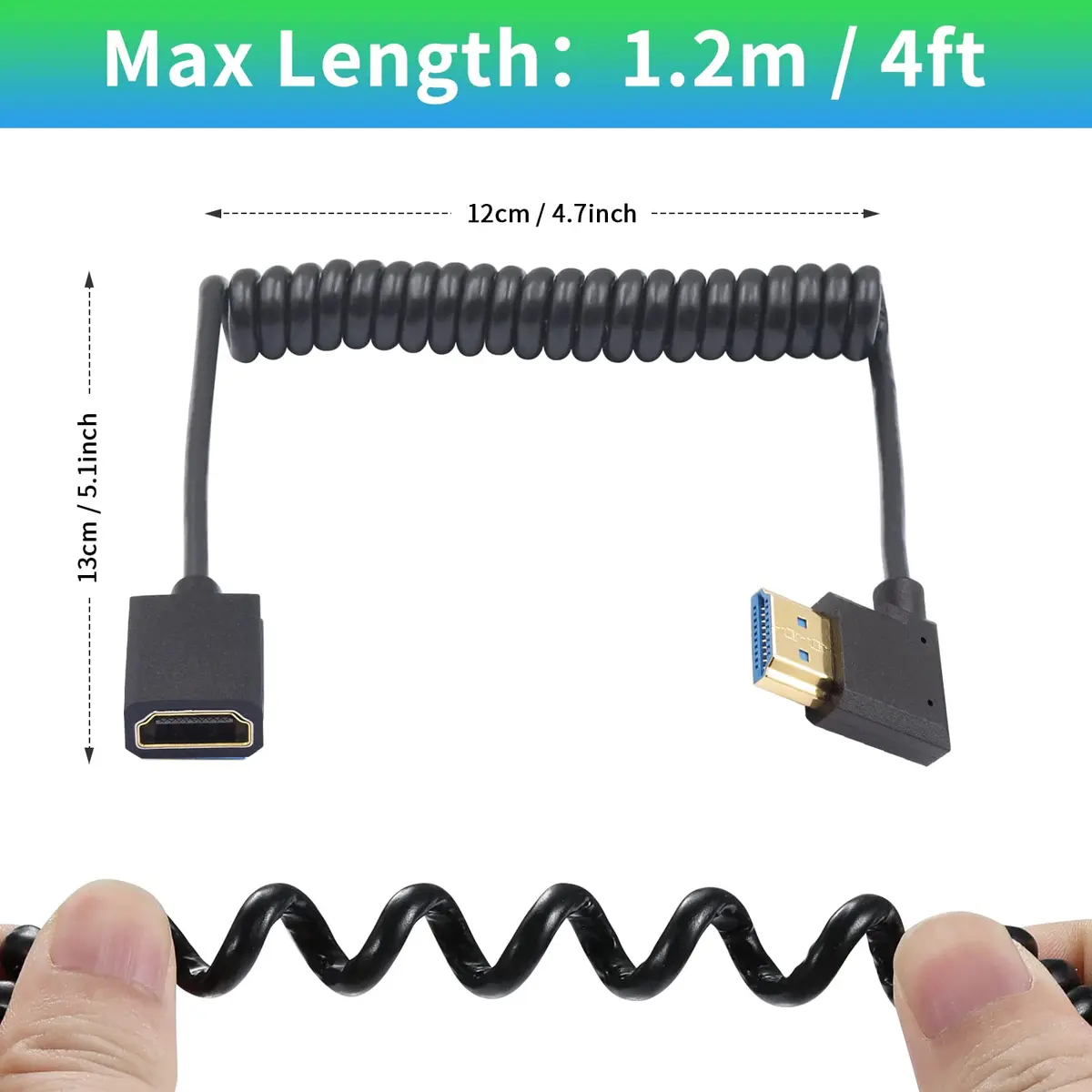 Duttek 8K HDMI Extender Cable 1.2M | Ultra Thin 48Gbps Coiled HDMI 2.1 Cable, Compatible with MacBook Pro, PS5, Xbox Series X - view 4