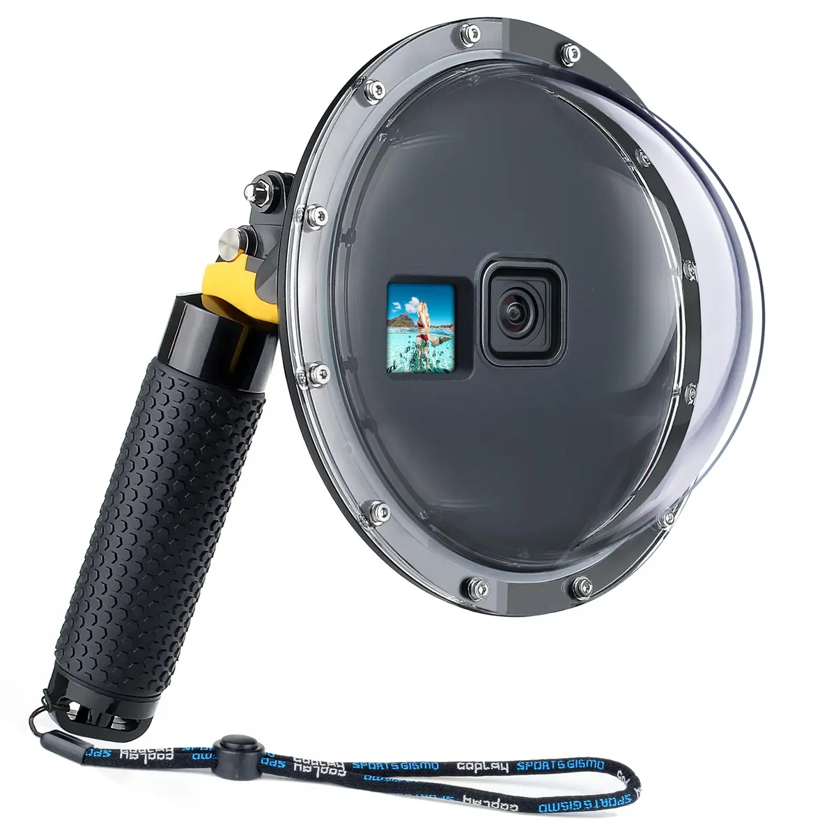 YALLSAME Underwater Dome Port for GoPro Hero 13 12 11 10 9 Black with Floating Hand Grip & Shutter Lever | 45m (147ft) Depth Rated - main product image