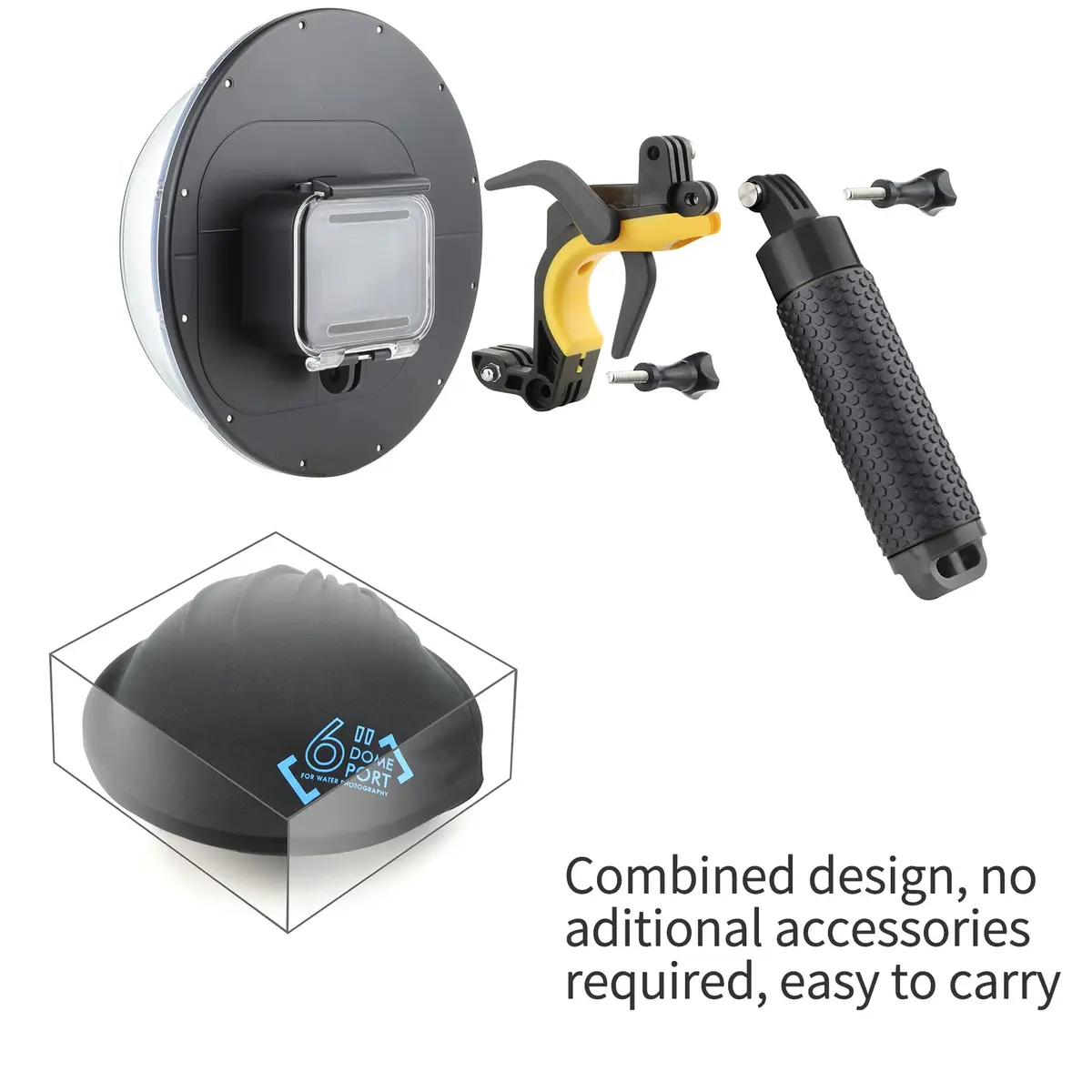 YALLSAME Underwater Dome Port for GoPro Hero 13 12 11 10 9 Black with Floating Hand Grip & Shutter Lever | 45m (147ft) Depth Rated - view 6