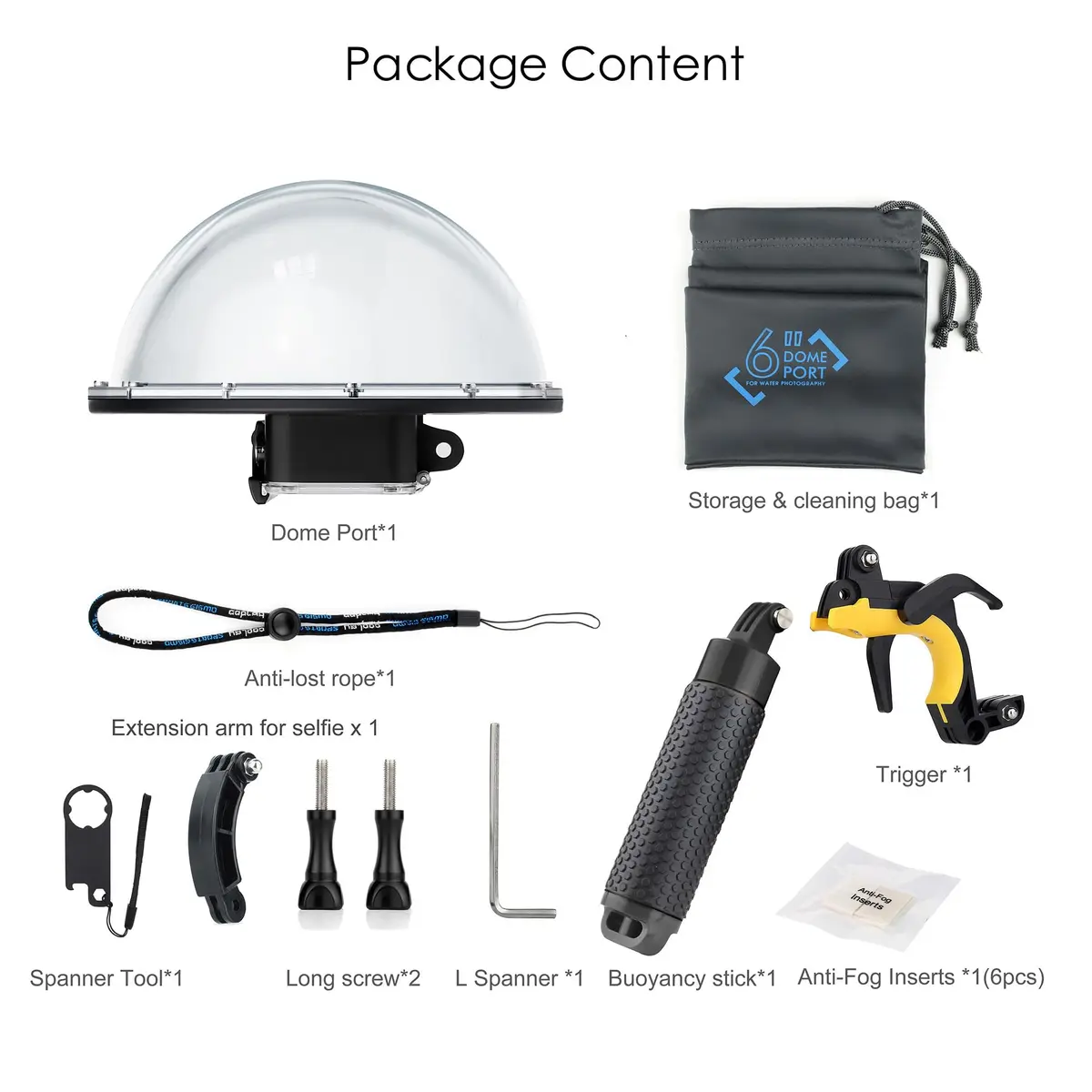 YALLSAME Underwater Dome Port for GoPro Hero 13 12 11 10 9 Black with Floating Hand Grip & Shutter Lever | 45m (147ft) Depth Rated - view 9