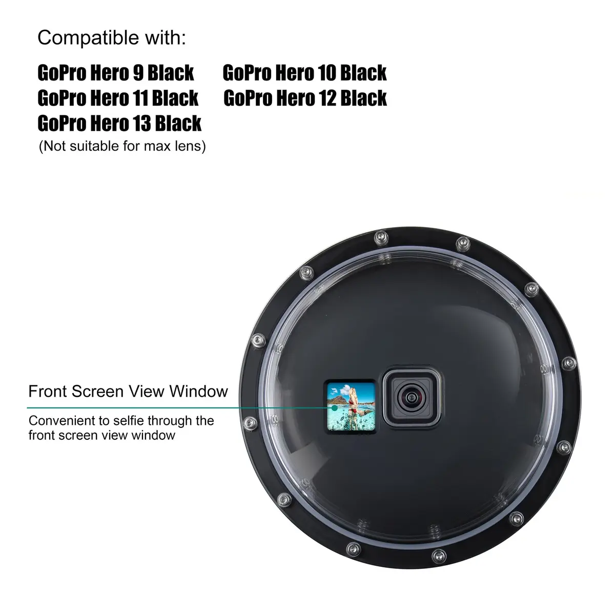 YALLSAME Underwater Dome Port for GoPro Hero 13 12 11 10 9 Black with Floating Hand Grip & Shutter Lever | 45m (147ft) Depth Rated - view 3
