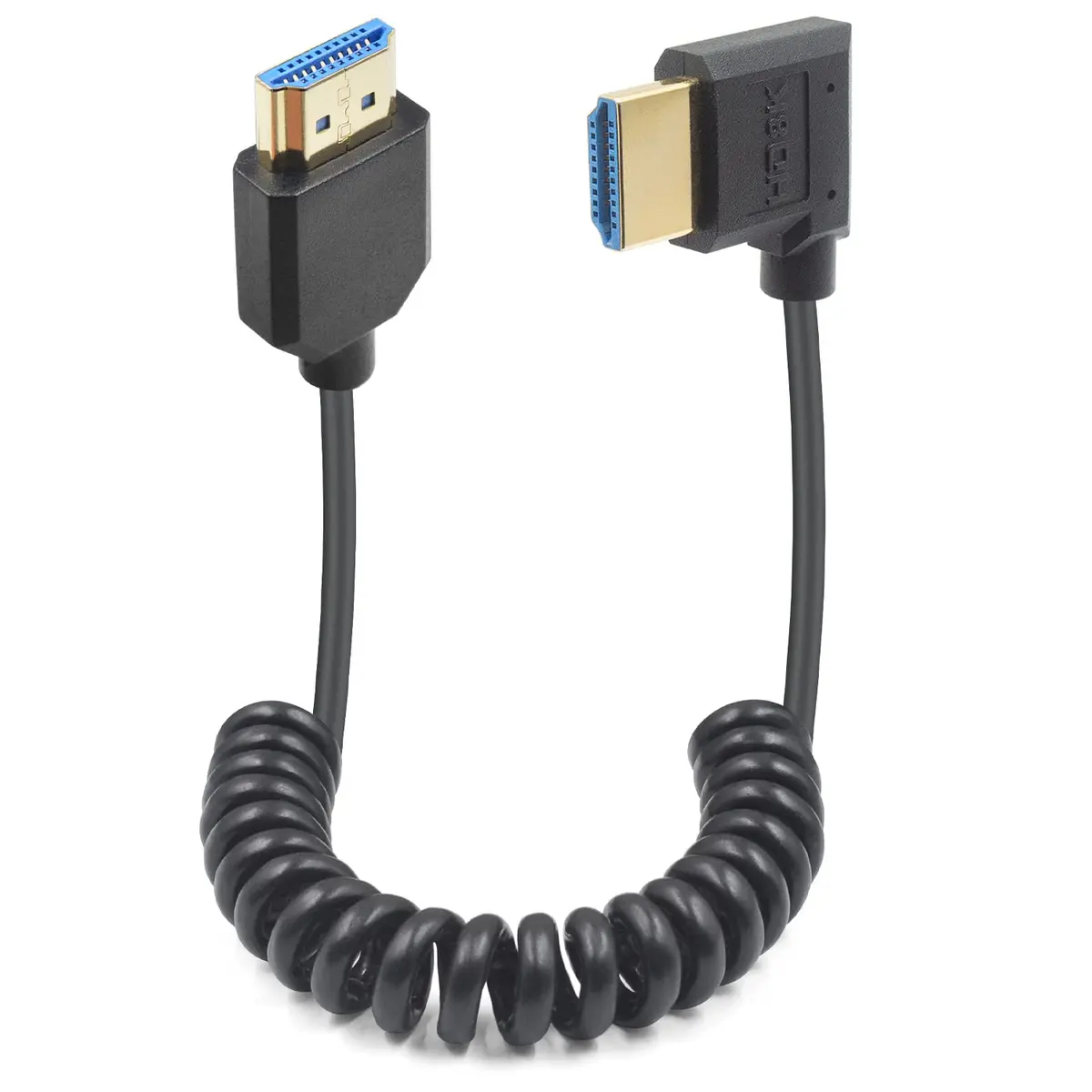Duttek 8K Coiled HDMI Cable 1.2m (4ft) | 48Gbps Ultra Thin Right Angle Male to Male for 8K@60Hz & 4K@120Hz - main product image