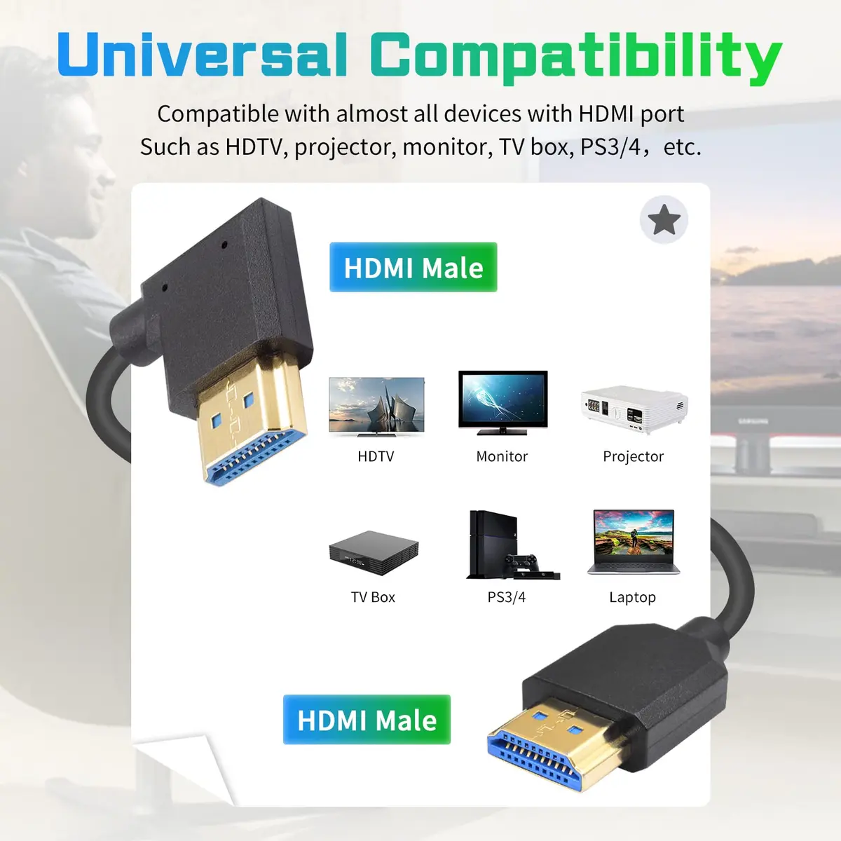 Duttek 8K Coiled HDMI Cable 1.2m (4ft) | 48Gbps Ultra Thin Right Angle Male to Male for 8K@60Hz & 4K@120Hz - view 5