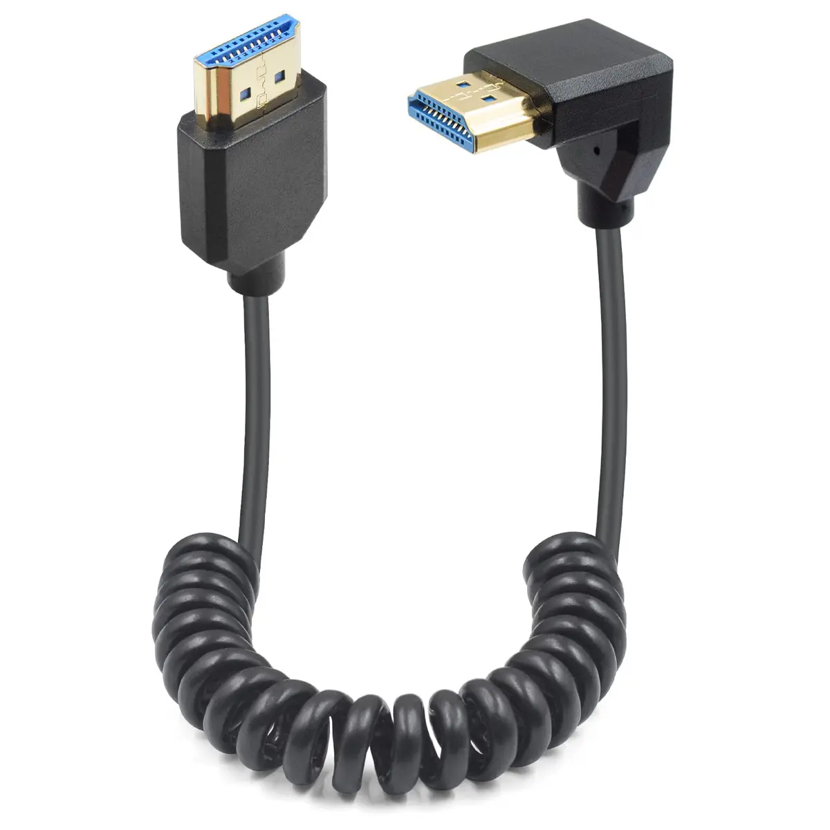 Duttek 8K HDMI Coiled Cable 1.2m (4ft) | Down Angled Male-to-Male, 48Gbps High Speed for 4K@120Hz/8K@60Hz - main product image