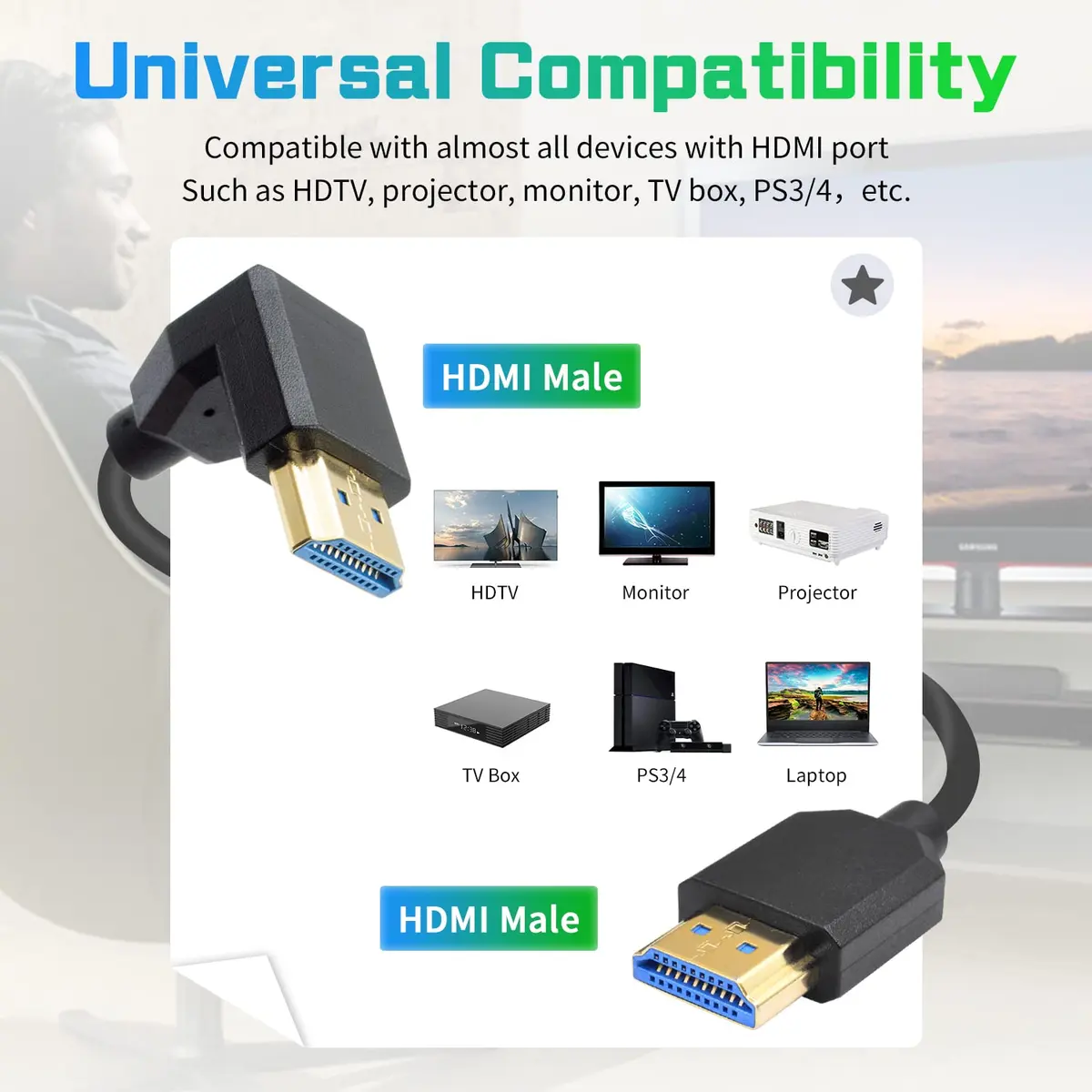 Duttek 8K HDMI Coiled Cable 1.2m (4ft) | Down Angled Male-to-Male, 48Gbps High Speed for 4K@120Hz/8K@60Hz - view 5