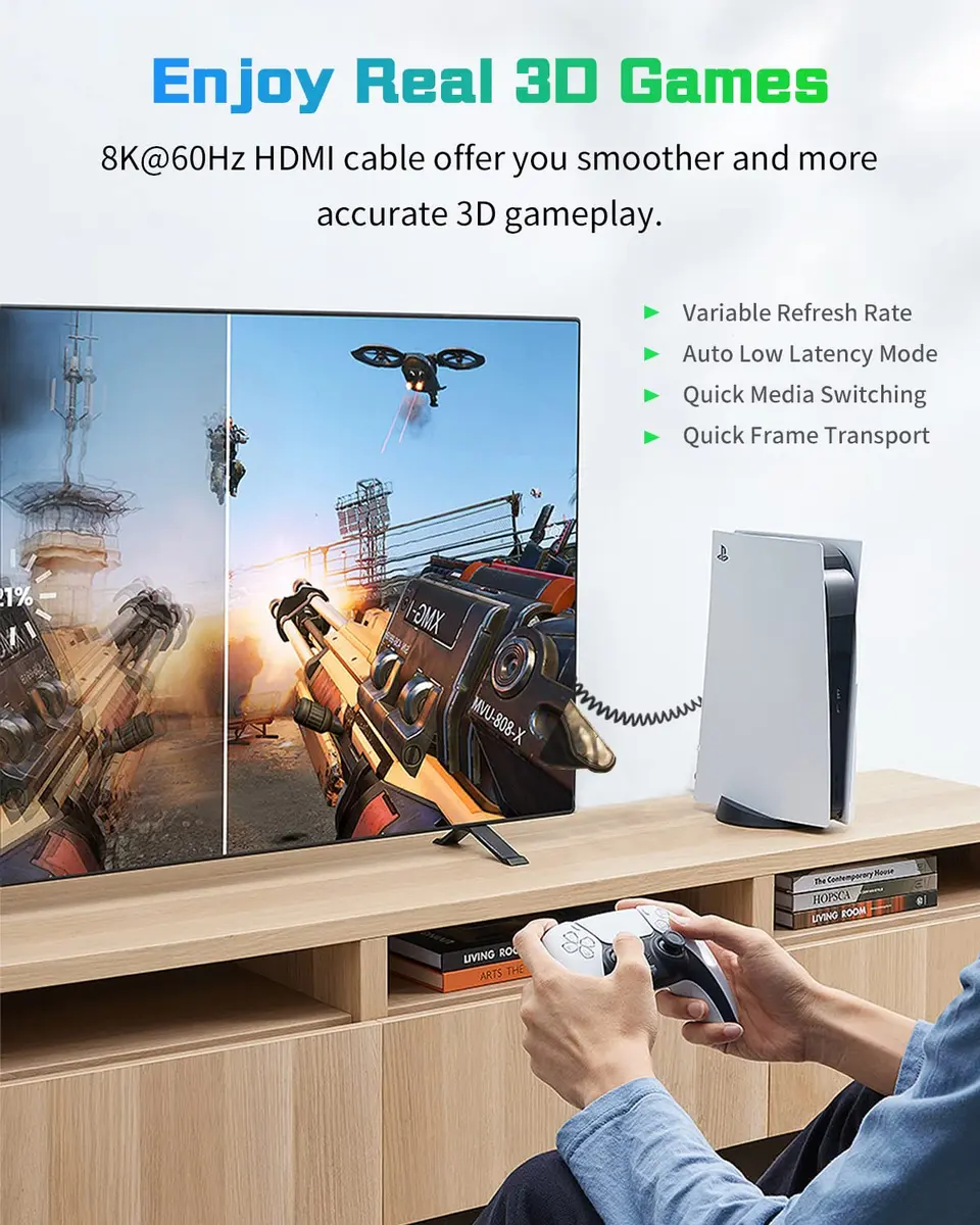 Duttek 8K HDMI Coiled Cable 1.2m (4ft) | Down Angled Male-to-Male, 48Gbps High Speed for 4K@120Hz/8K@60Hz - view 7