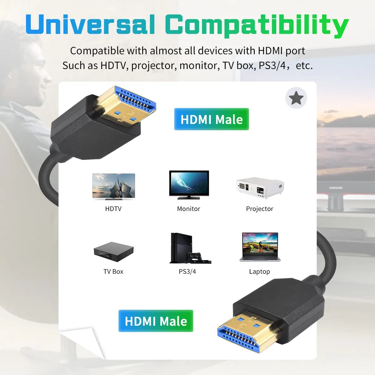 Duttek 8K HDMI Coiled Cable 1.2m (4 ft) | Ultra Thin Retractable HDMI 2.1 Cable for PS5, Xbox Series X/S, RTX 4080, ATOMOS Ninja V - view 4
