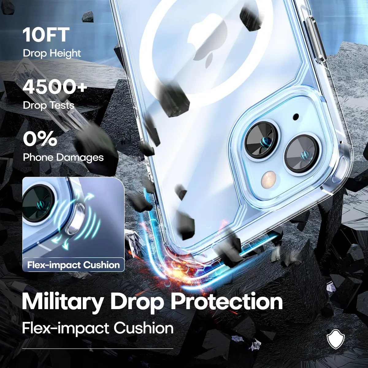 TAURI for iPhone 14 Case, Compatible with MagSafe, Clear | Military-Grade Shockproof & Anti-Yellowing - view 2