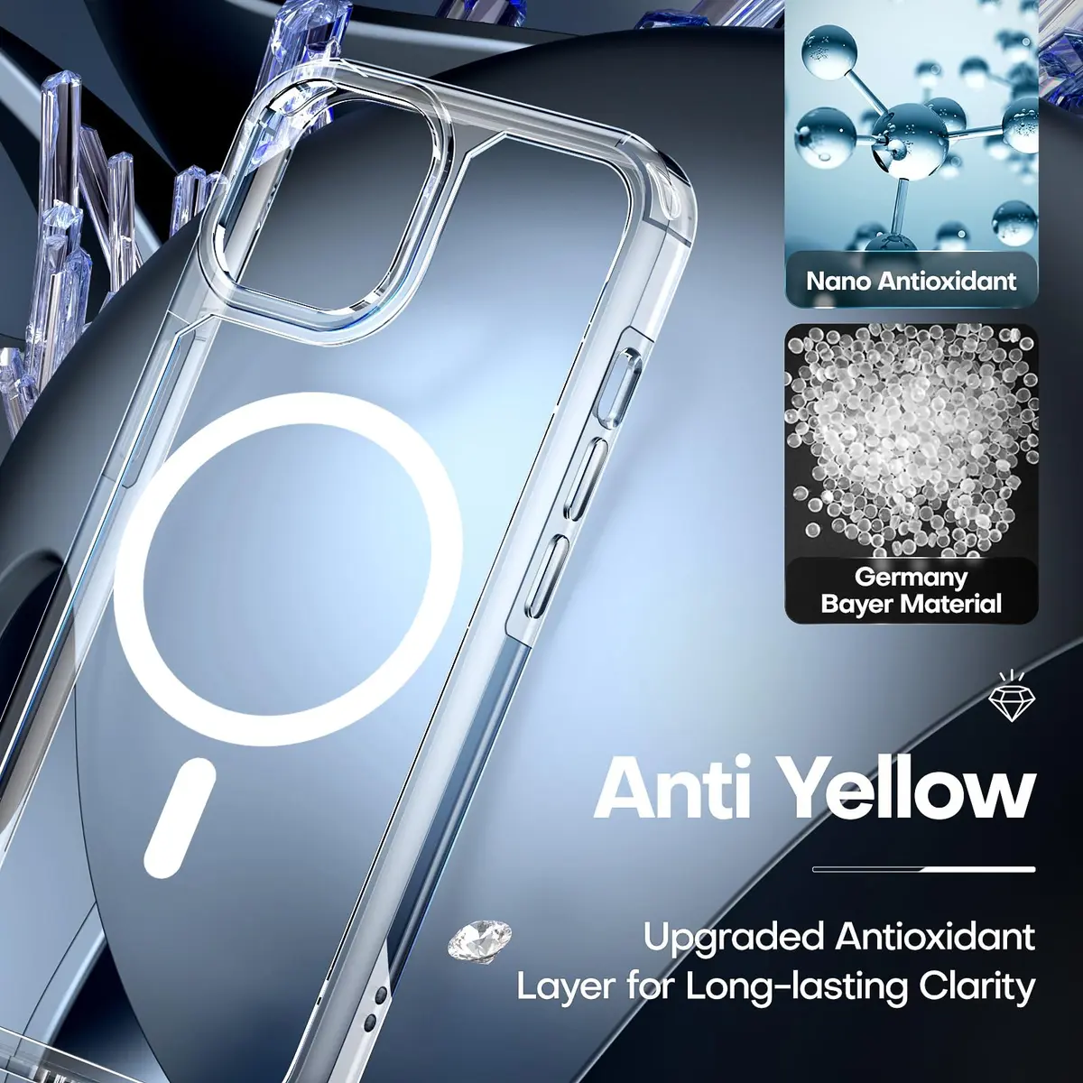 TAURI for iPhone 14 Case, Compatible with MagSafe, Clear | Military-Grade Shockproof & Anti-Yellowing - view 4