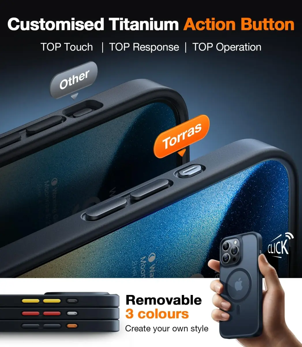 TORRAS Magnetic Shockproof Case for iPhone 14 Pro Max | Translucent Black, 6.7 inch - view 7