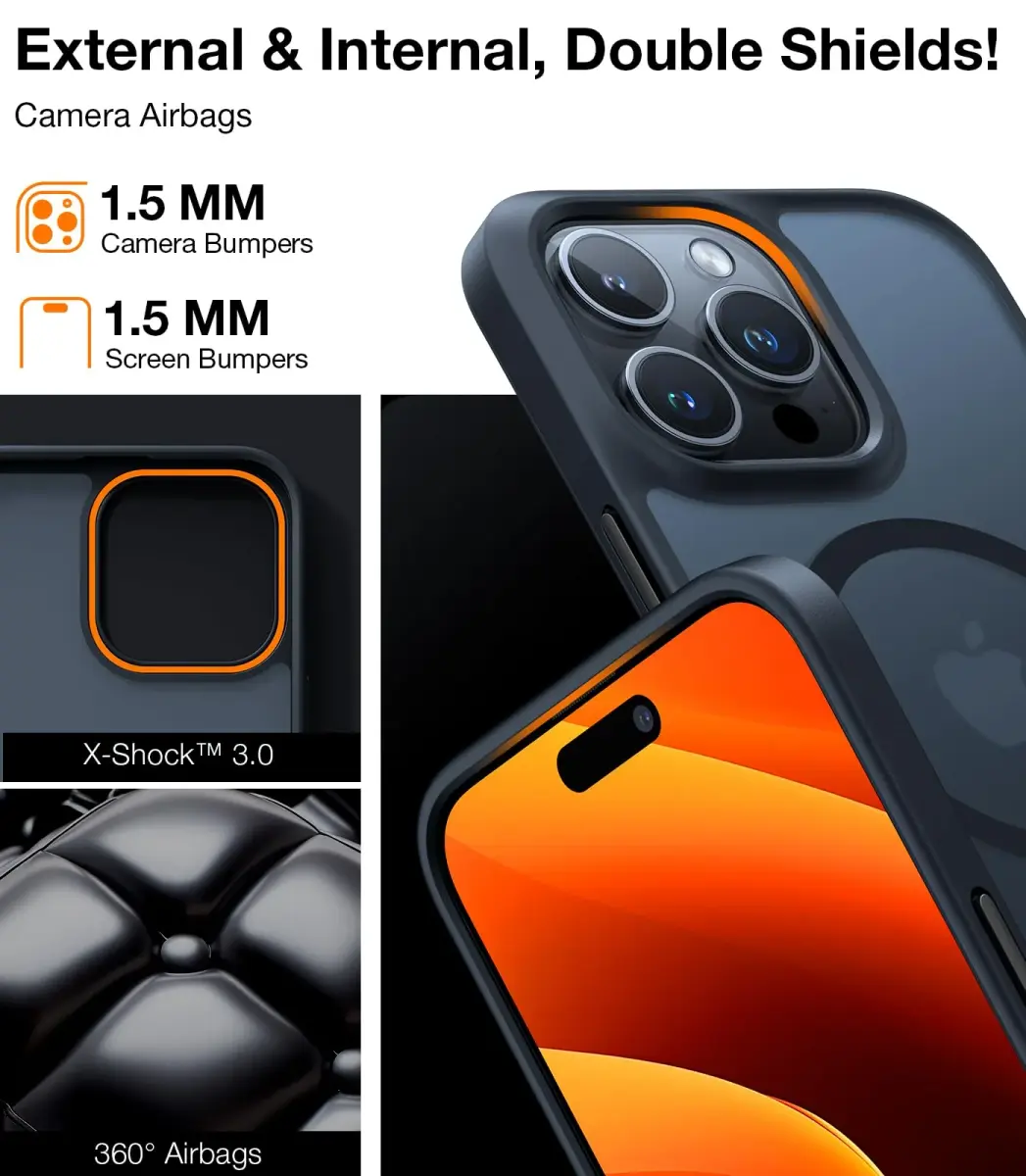 TORRAS Magnetic Shockproof Case for iPhone 14 Pro Max | Translucent Black, 6.7 inch - view 8