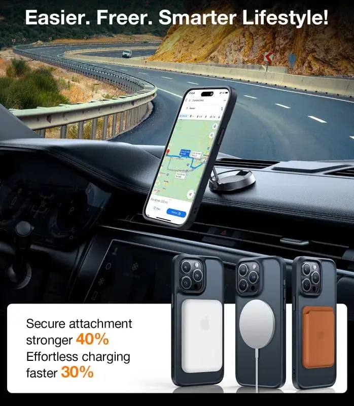 TORRAS Magnetic Shockproof Case for iPhone 14 Pro Max | Translucent Black, 6.7 inch - view 3
