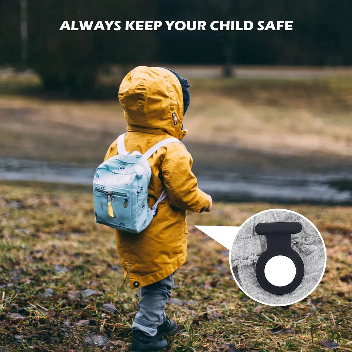 WALLFID Hidden Air-Tag Case for Kids, Elderly, Pets, Clothing | Black & Blue & Blue & White Silicone Tracker Holder - view 7