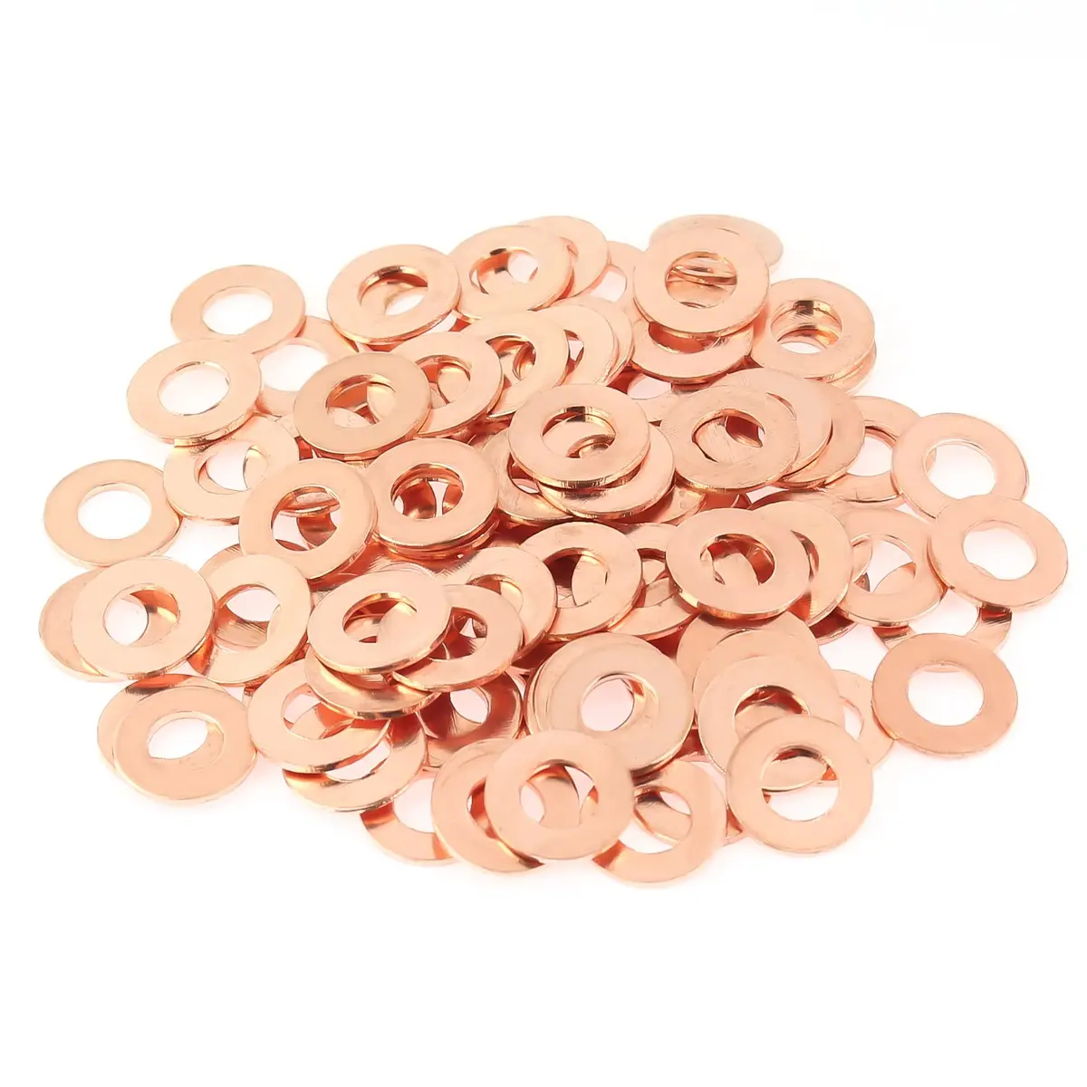 HELIFOUNER M6x12x1.0mm Copper Washers 100 Pieces | Copper Sealing Washers for M6 Bolts - main product image