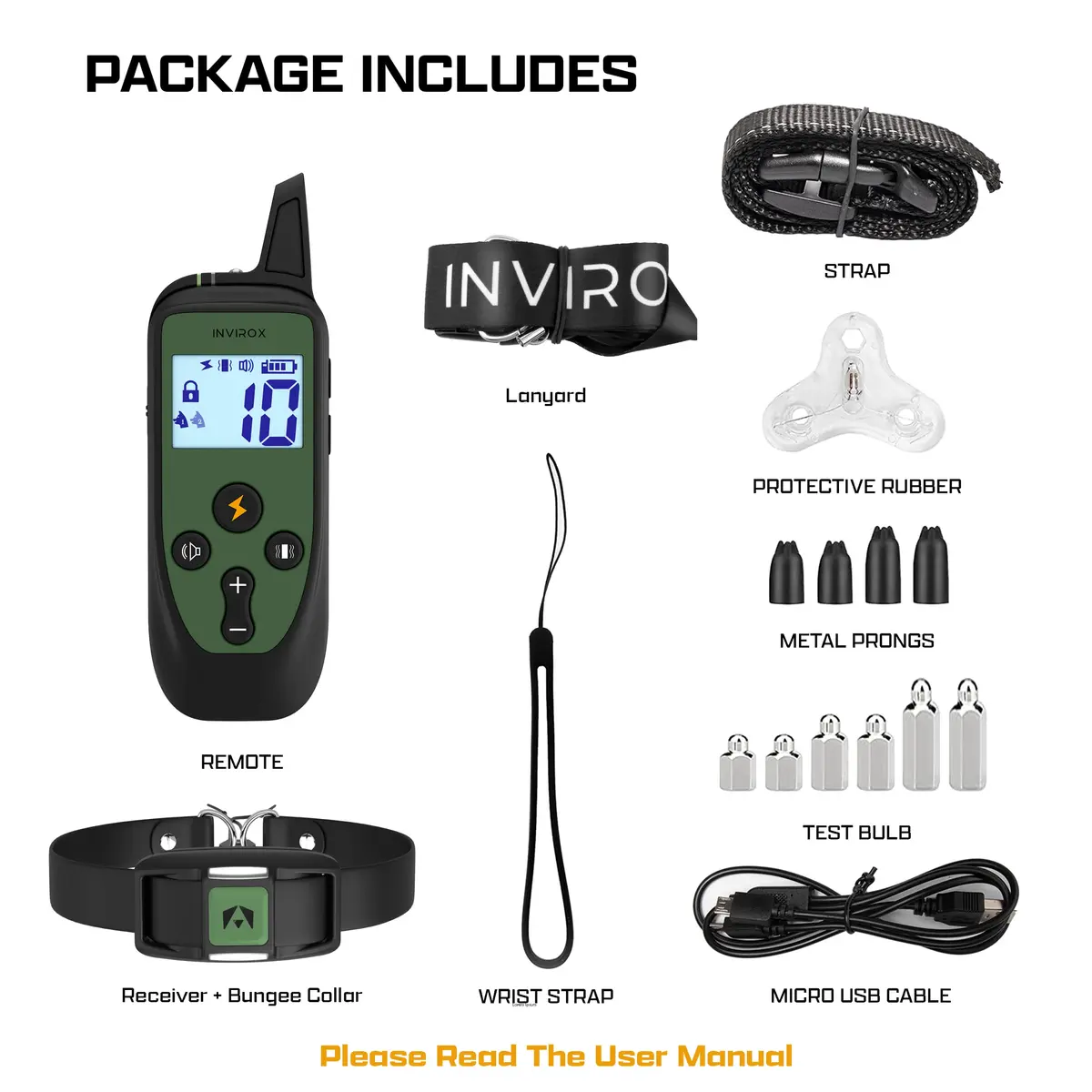 INVIROX Dog Training Collar with Remote, 123 Levels, 1100ft Range, IP67 Waterproof, Green Spark - view 7