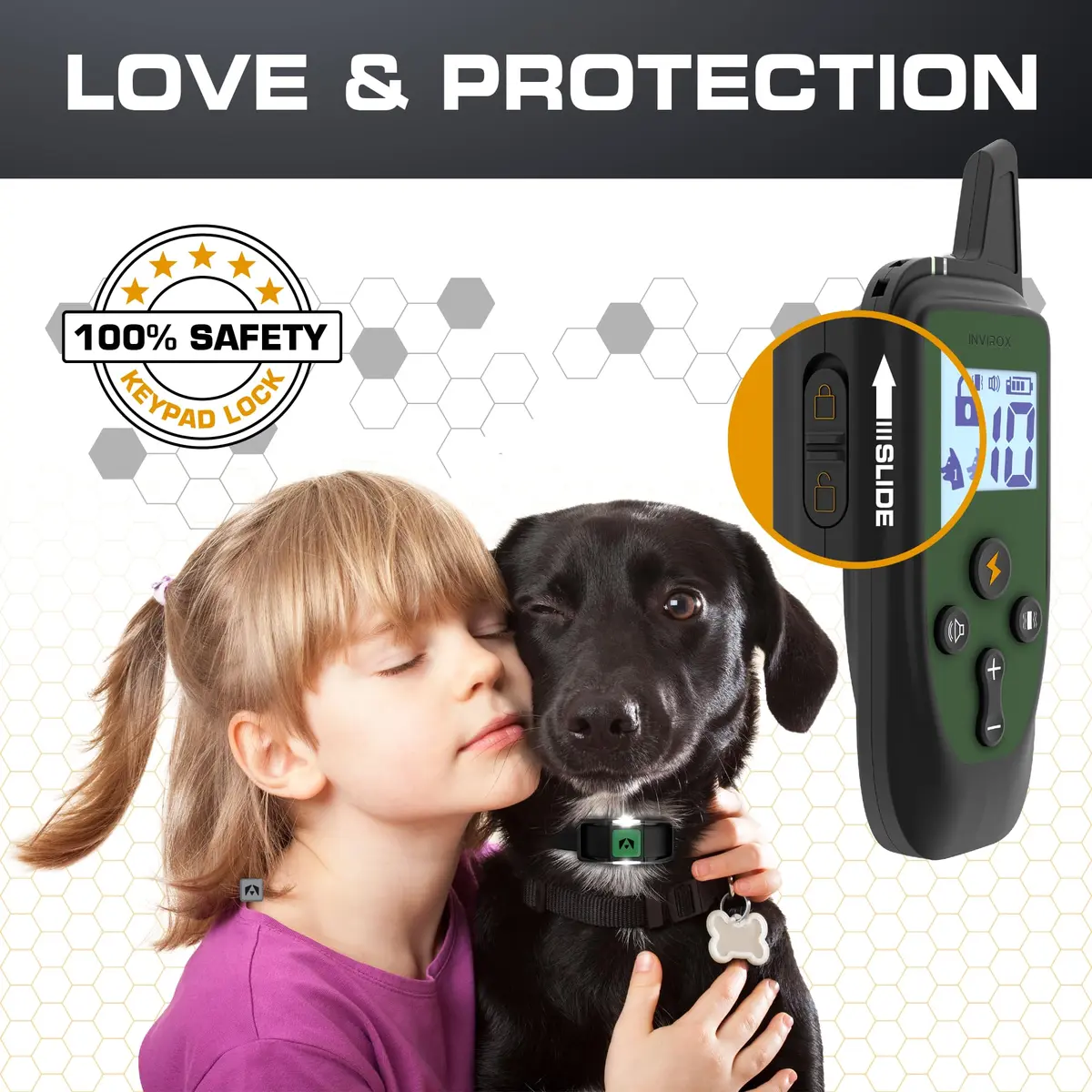 INVIROX Dog Training Collar with Remote, 123 Levels, 1100ft Range, IP67 Waterproof, Green Spark - view 4