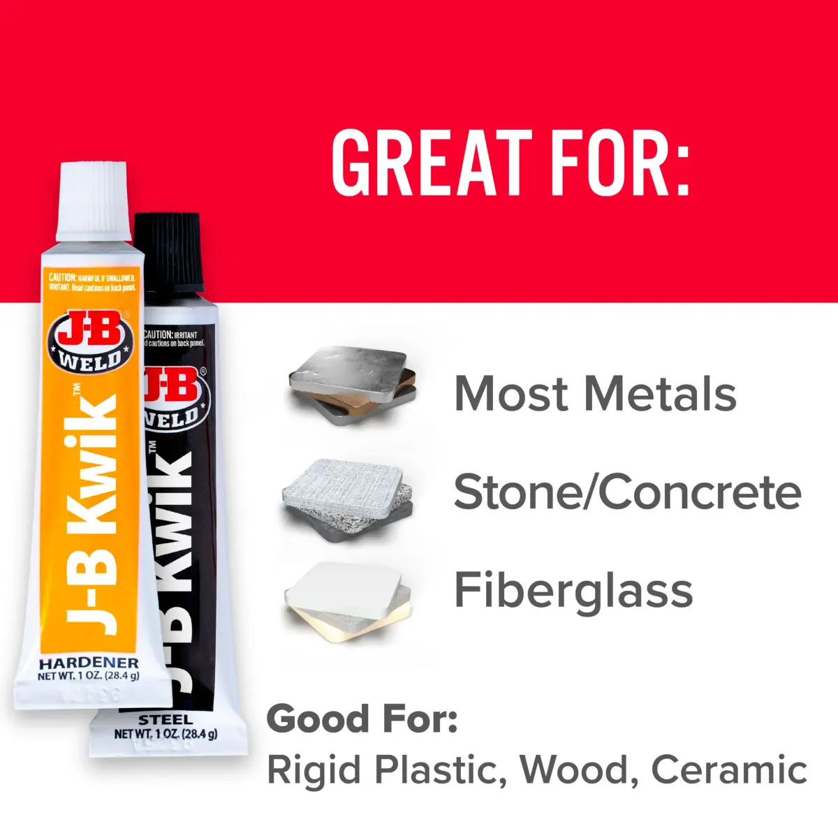 J-B Weld KwikWeld Steel Reinforced Epoxy 2 oz (59 ml) | Fast-Setting Metal Repair Adhesive - view 4