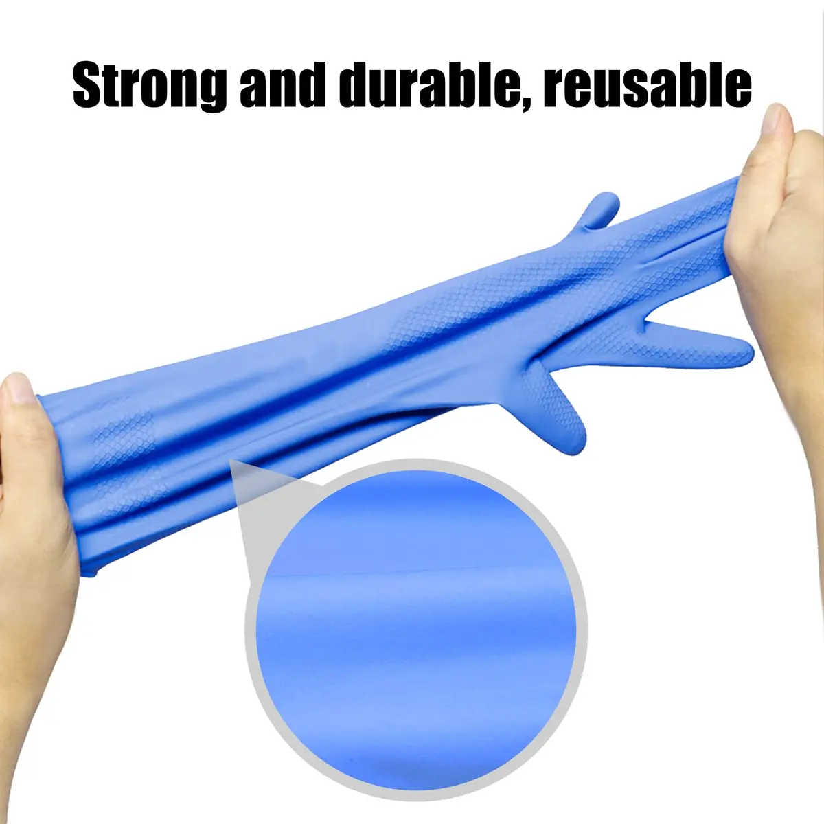 IUCGE XL Rubber Gloves for Kitchen & Household Cleaning | Reusable, Fish-Scale Grip, Blue - view 7