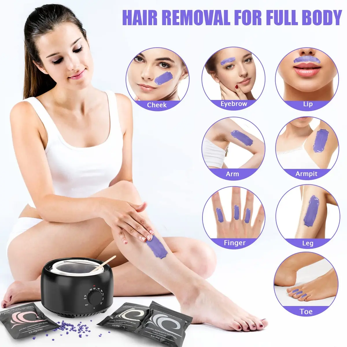 TIKESI Waxing Kit for Hair Removal 500ml | Gentle, Full Body, Home Use - view 5