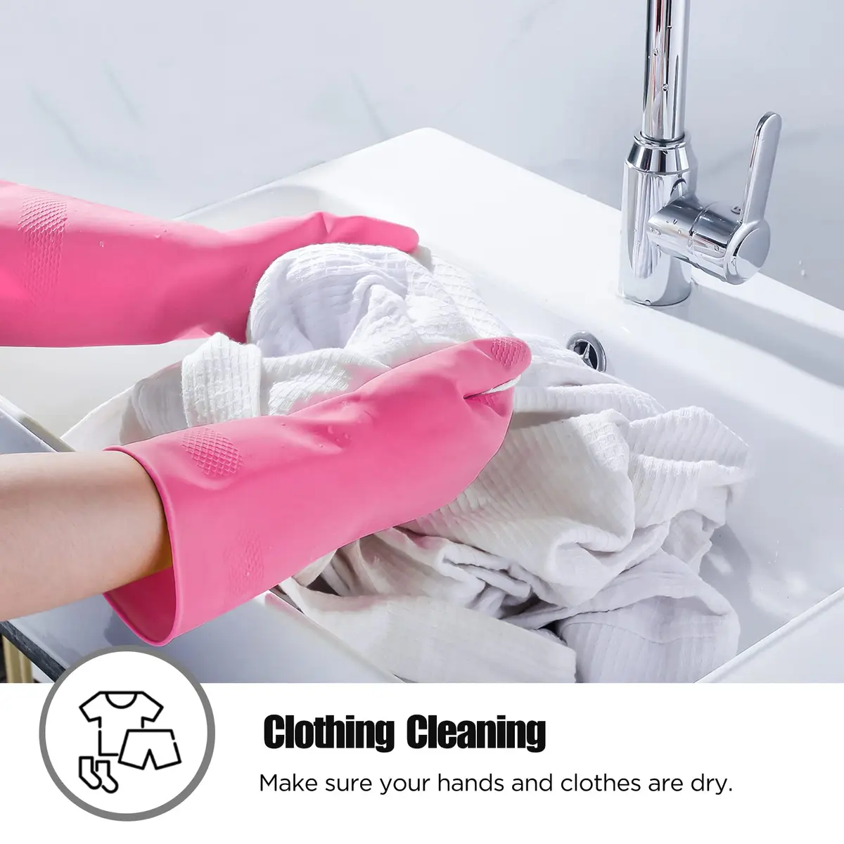 IUCGE Rubber Gloves XL | Reusable, Waterproof Dishwashing Gloves for Household & Commercial Use - view 4