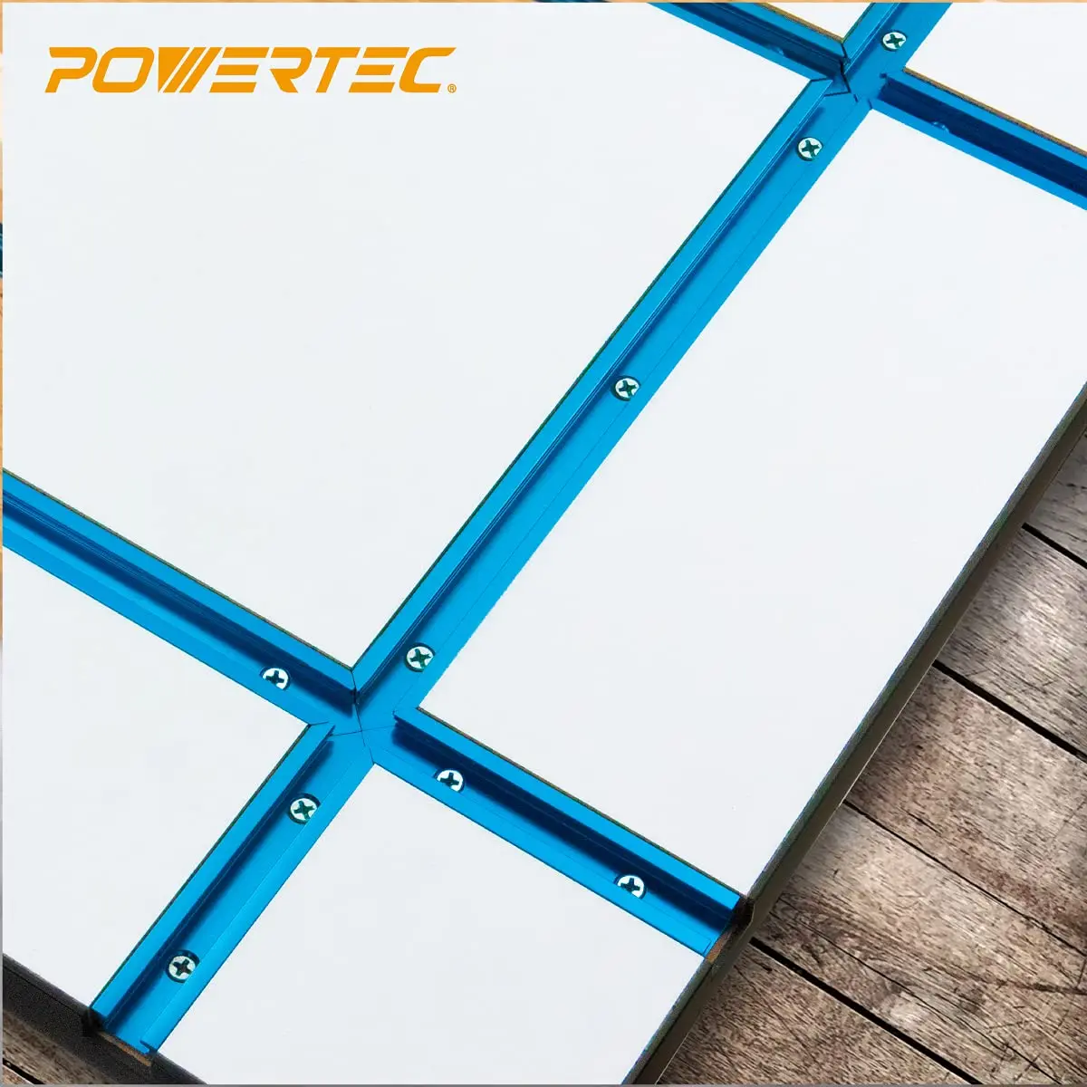 POWERTEC 71704V 3" T-Track Intersection Kit with Predrilled Mounting Holes & Wood Screws, 2 Sets | Aluminum T-Track Accessories for Woodworking Fixtures - view 6