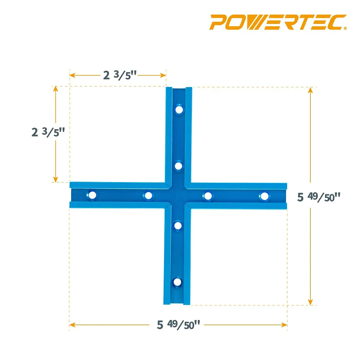 POWERTEC 71704V 3" T-Track Intersection Kit with Predrilled Mounting Holes & Wood Screws, 2 Sets | Aluminum T-Track Accessories for Woodworking Fixtures - view 4