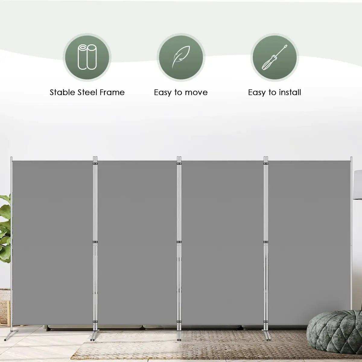 RANTILA 4 Panel Room Divider 213 cm (71" H) | Freestanding Privacy Screen for Home & Office - view 7