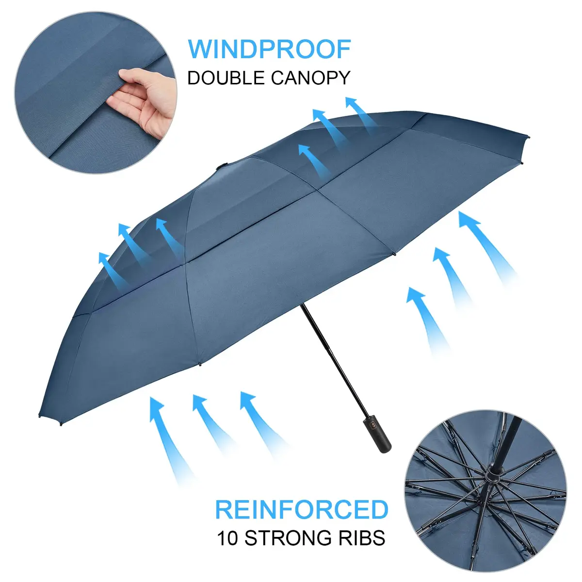 G4Free 62 Inch Large Golf Umbrella Windproof Reverse Travel Umbrella | Auto Open & Close, Double Canopy, Compact for Rain & Golf - view 5