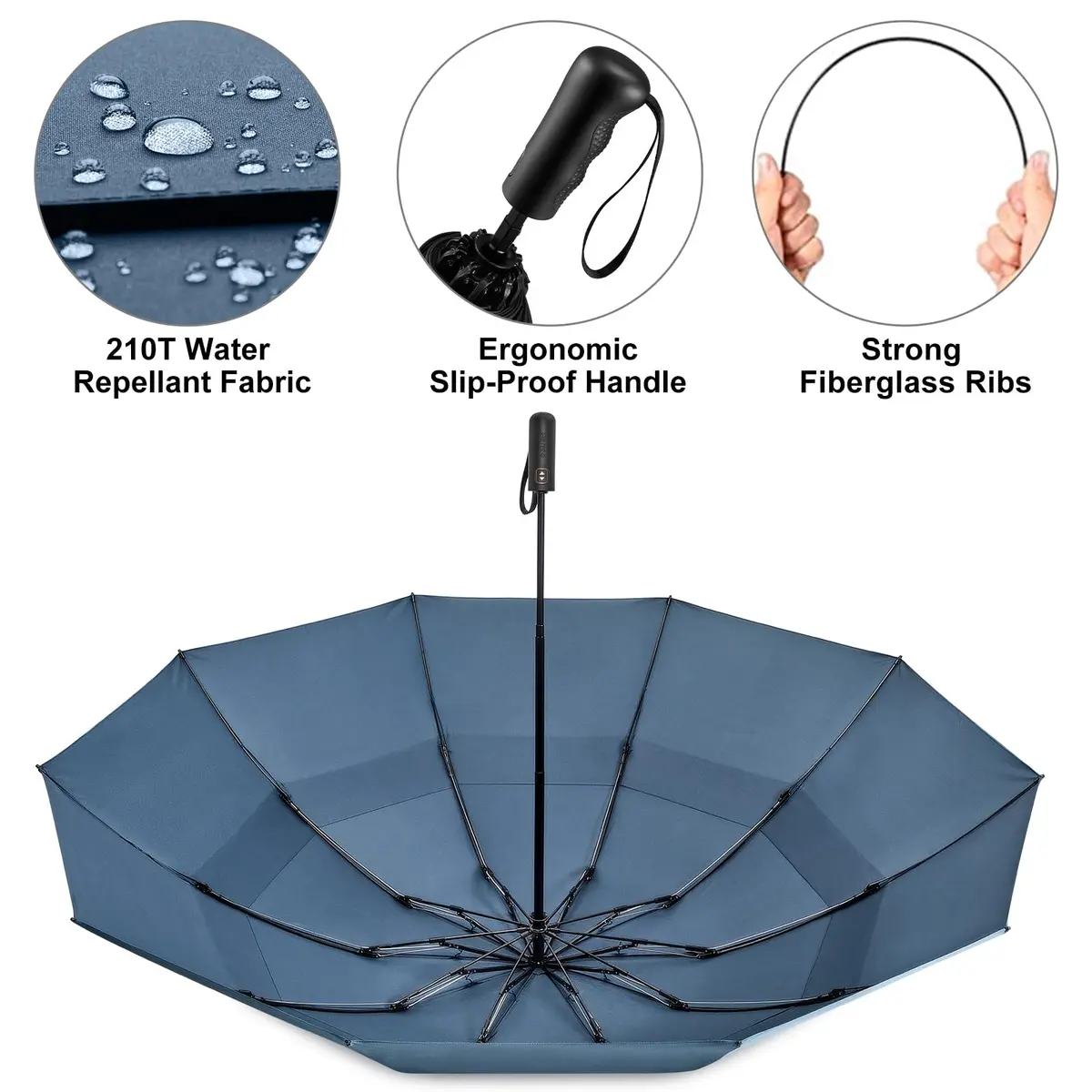 G4Free 62 Inch Large Golf Umbrella Windproof Reverse Travel Umbrella | Auto Open & Close, Double Canopy, Compact for Rain & Golf - view 6