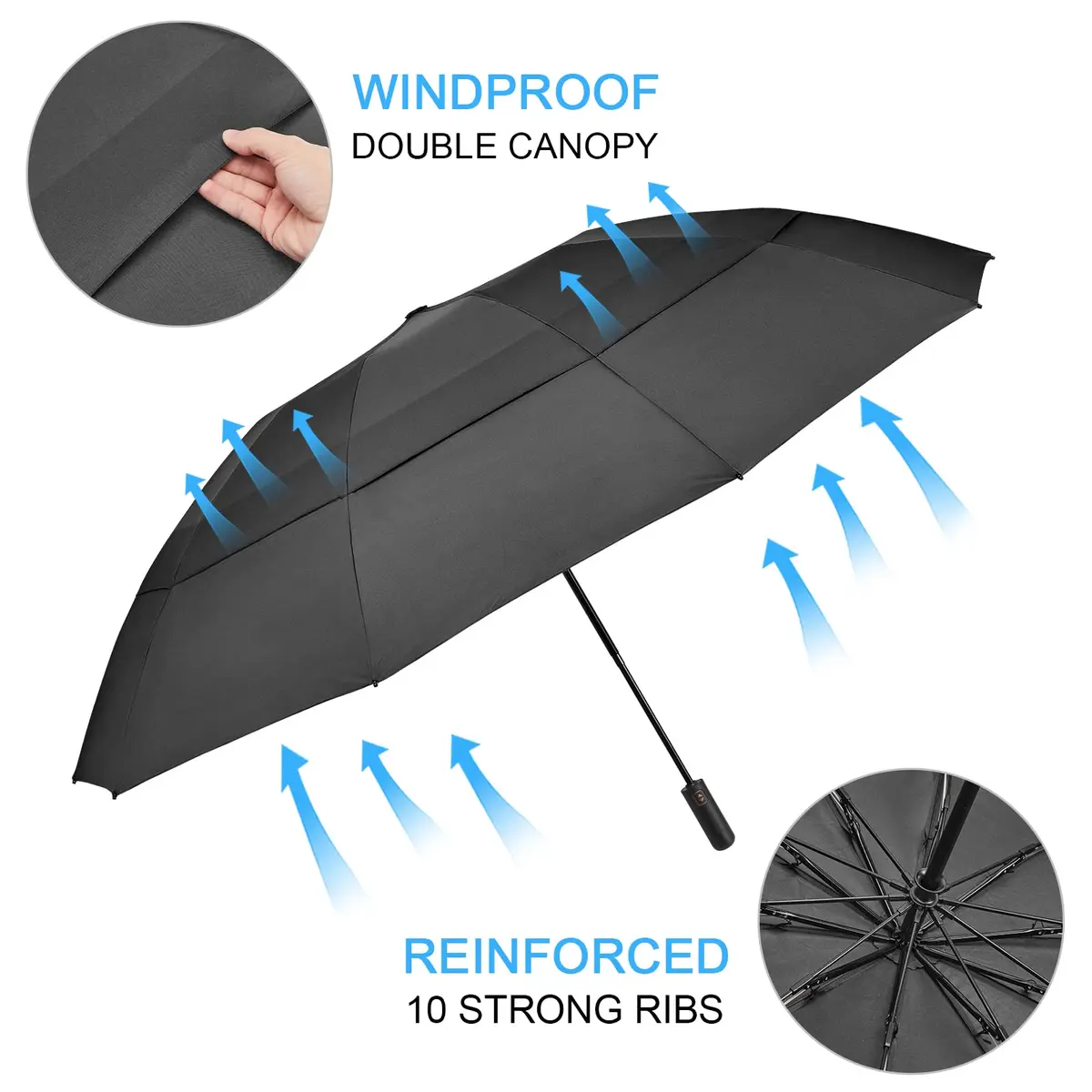 G4Free 62 Inch Large Golf Umbrella Windproof Reverse Travel Umbrella with Double Canopy and Auto Open/Close | 157.5 cm (62 Inch) Arc - view 4
