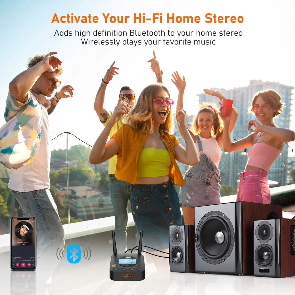 1Mii B06Pro+ Hi-Fi Bluetooth 5.3 Audio Receiver, LDAC Hi-Res Wireless Adapter for Home Stereo, 3.5mm AUX Optical Coaxial | Long Range, Volume Control - view 3
