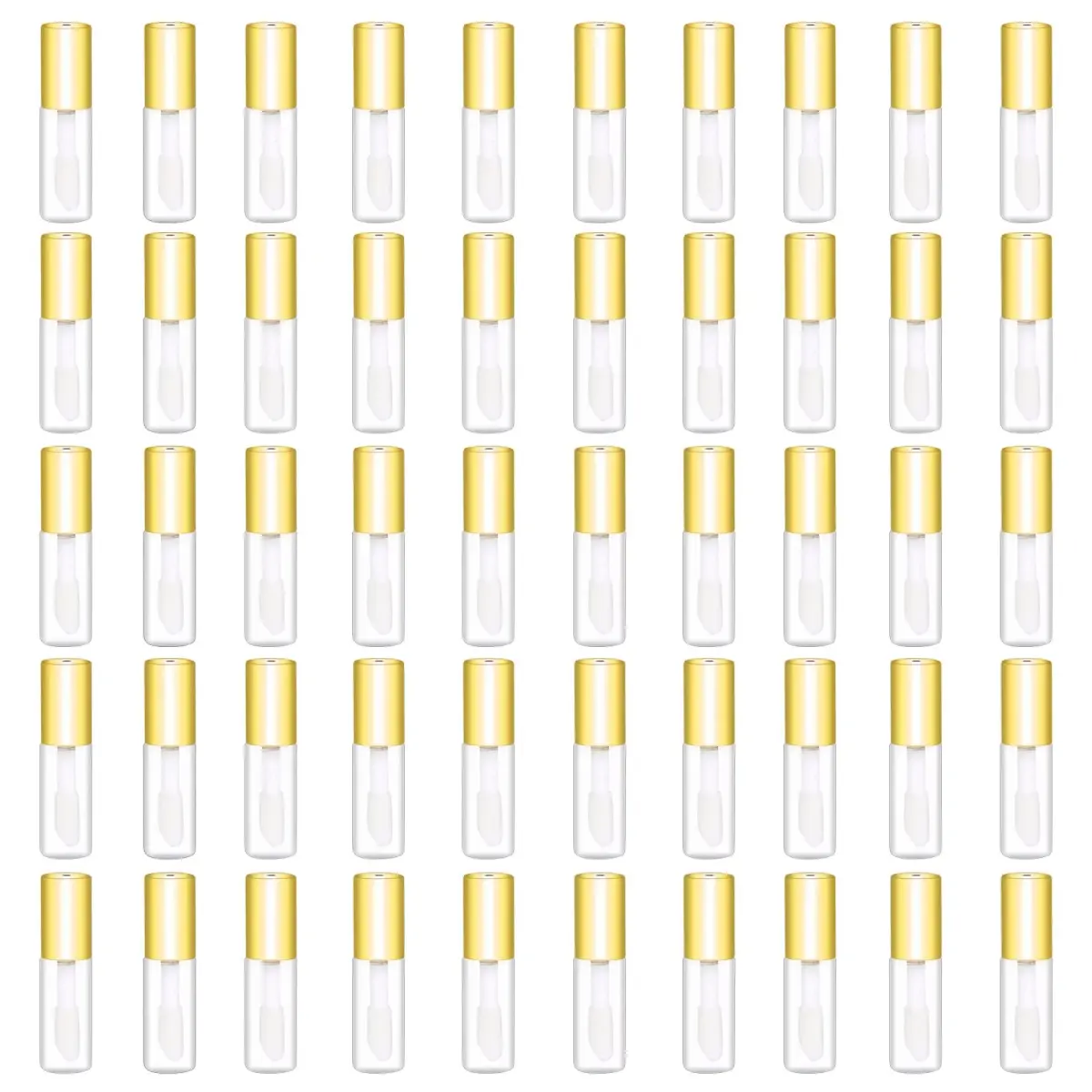 Mydio Clear Mini Lip Gloss Tubes 1.2ml (0.04 Fl Oz) | Pack of 50 Gold Lid Containers - main product image