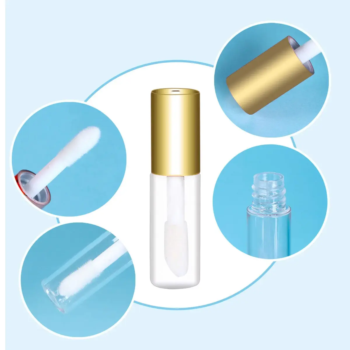Mydio Clear Mini Lip Gloss Tubes 1.2ml (0.04 Fl Oz) | Pack of 50 Gold Lid Containers - view 2