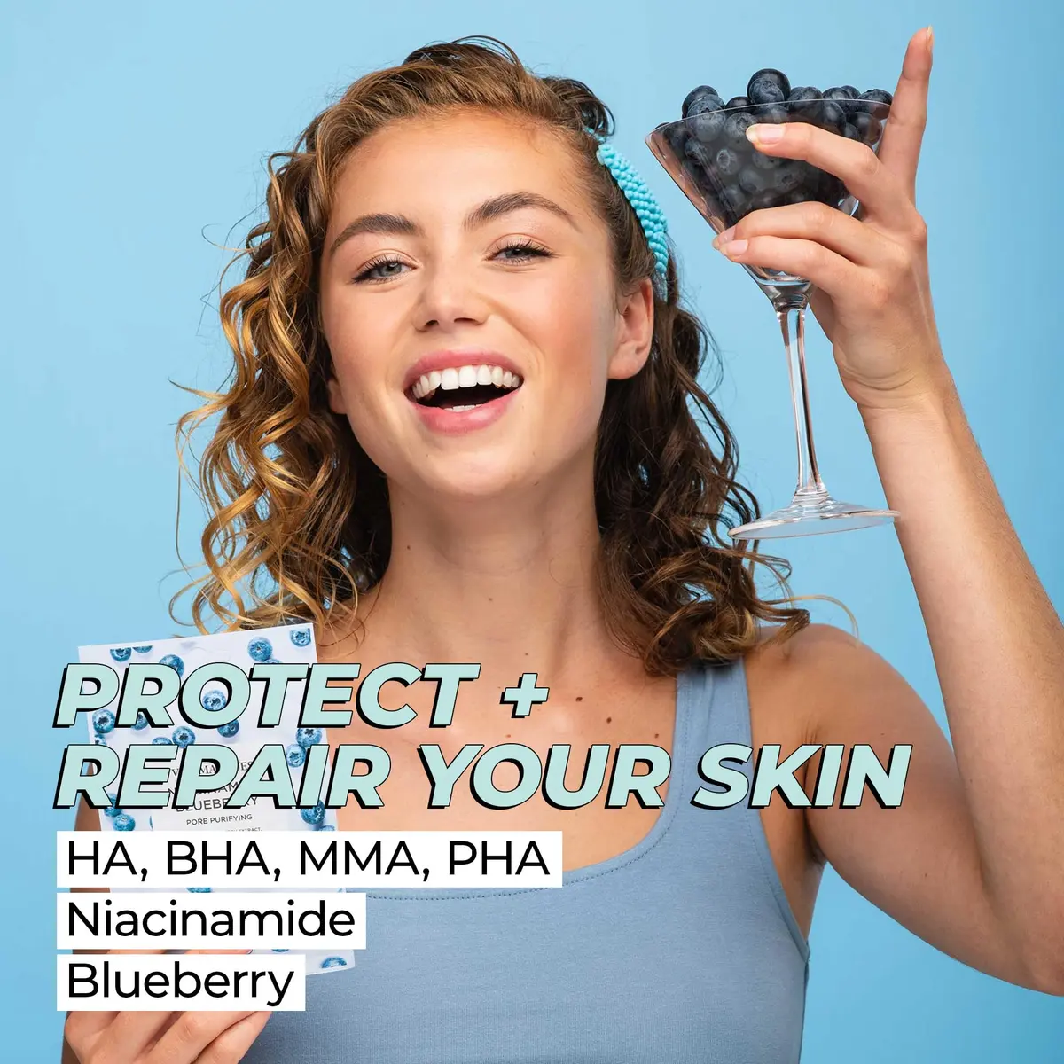Vitamasques Niacinamide Blueberry Face Sheet Mask, 7 Pack | Brightening & Hydrating Korean Mask for All Skin Types - view 3