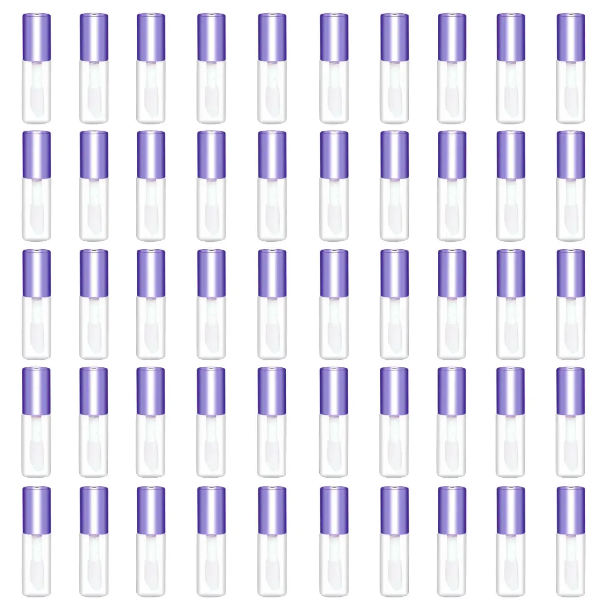Mydio Clear Mini Lip Gloss Tubes 50 Pack (1.2ml Each) | Leak-Proof Purple Lid Containers - main product image