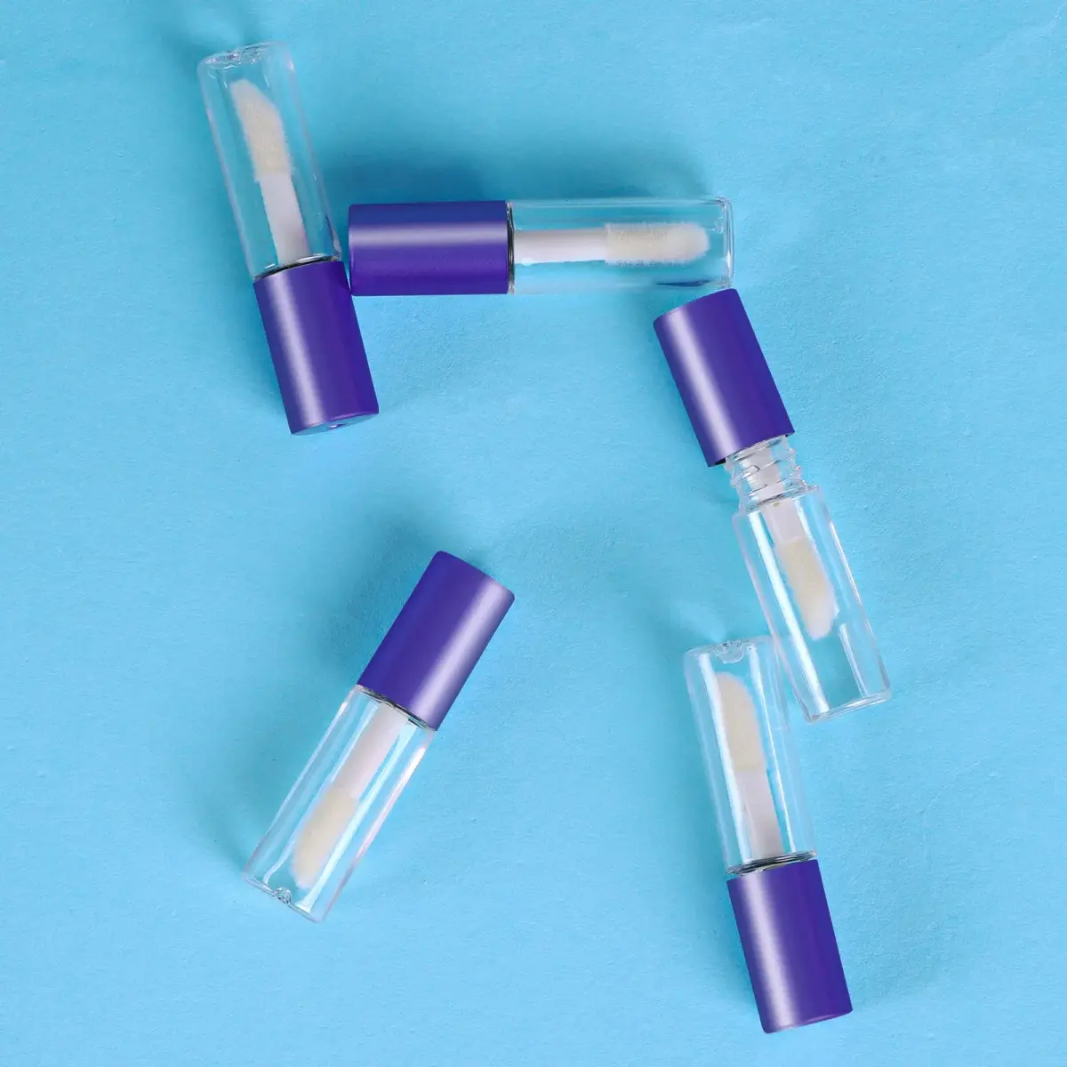 Mydio Clear Mini Lip Gloss Tubes 50 Pack (1.2ml Each) | Leak-Proof Purple Lid Containers - view 3
