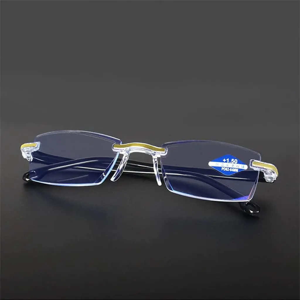 Yiushing Color Glint Sapphire High Hardness Anti-blue Progressive Reading Glasses +3.00/65-70 Age | Unisex - view 2