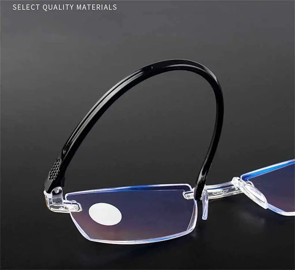 Yiushing Color Glint Sapphire High Hardness Anti-blue Progressive Reading Glasses +3.00/65-70 Age | Unisex - view 3